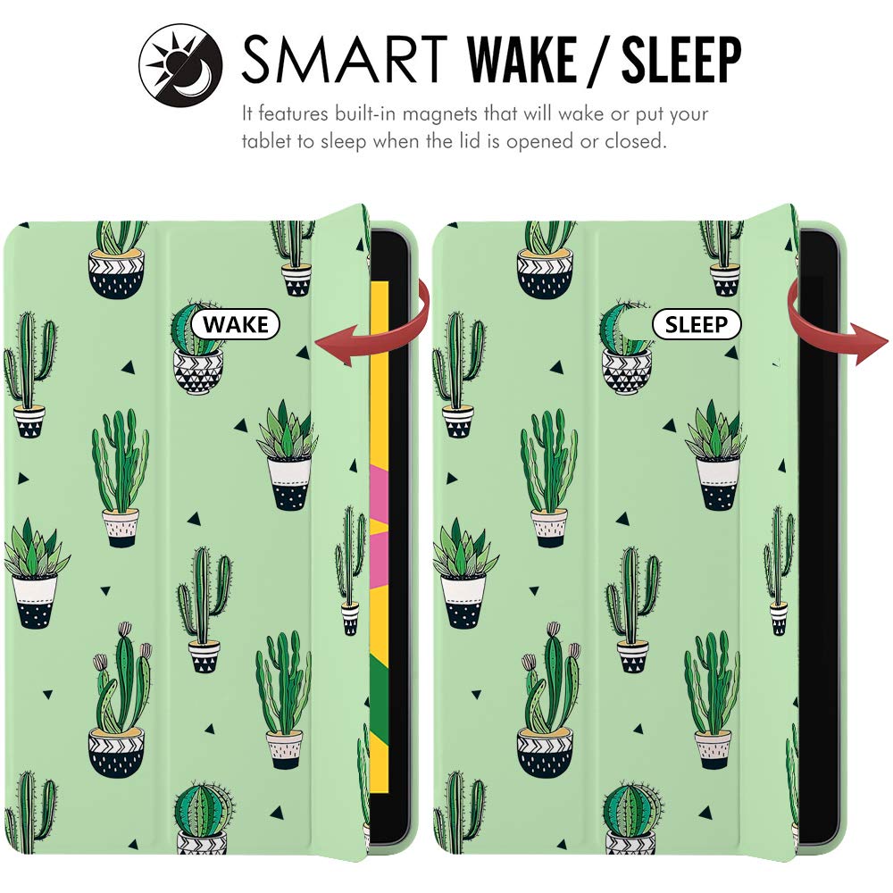 JOYLAND Cactus iPad Case for iPad 5th/6th Generation - Shockproof Lightweight Smart Trifold Stand Cover with Anti-Scratch Protection | Cute Cactus Design | Perfect for Work, School & Travel