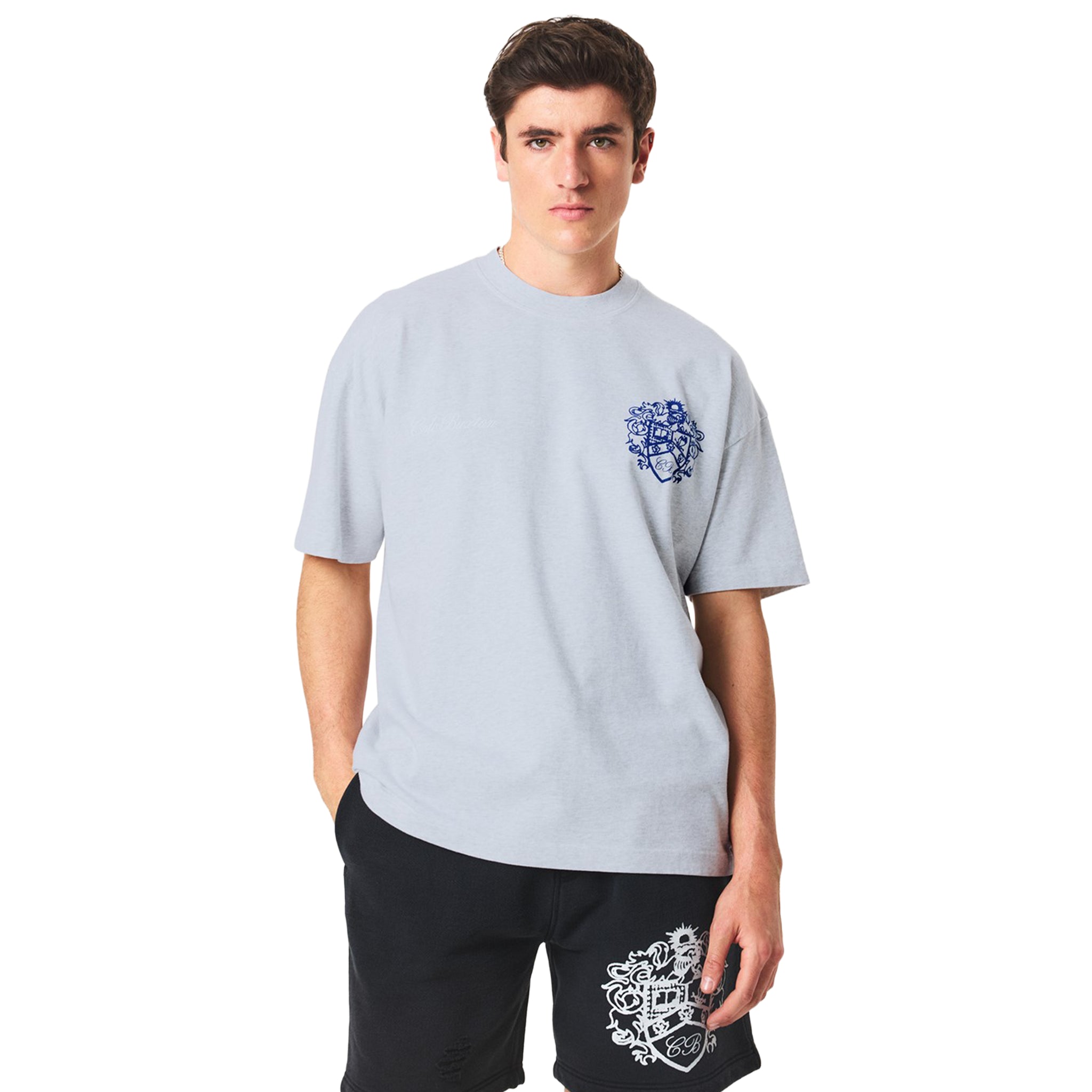 Cole Buxton Collegiate Grey T-Shirt for Men - Soft Cotton Crewneck Tee for Casual Wear & Street Style | Perfect for Everyday Outfits, Gym, and Layering