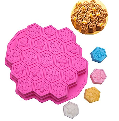 Allforhome 19 Cavity Honeycomb Silicone Cake Molds for Baking - Non-Stick Kids Baking Set for Cupcakes, Chocolate, Candies - Perfect for Birthday Parties, DIY Desserts & Family Baking Activities
