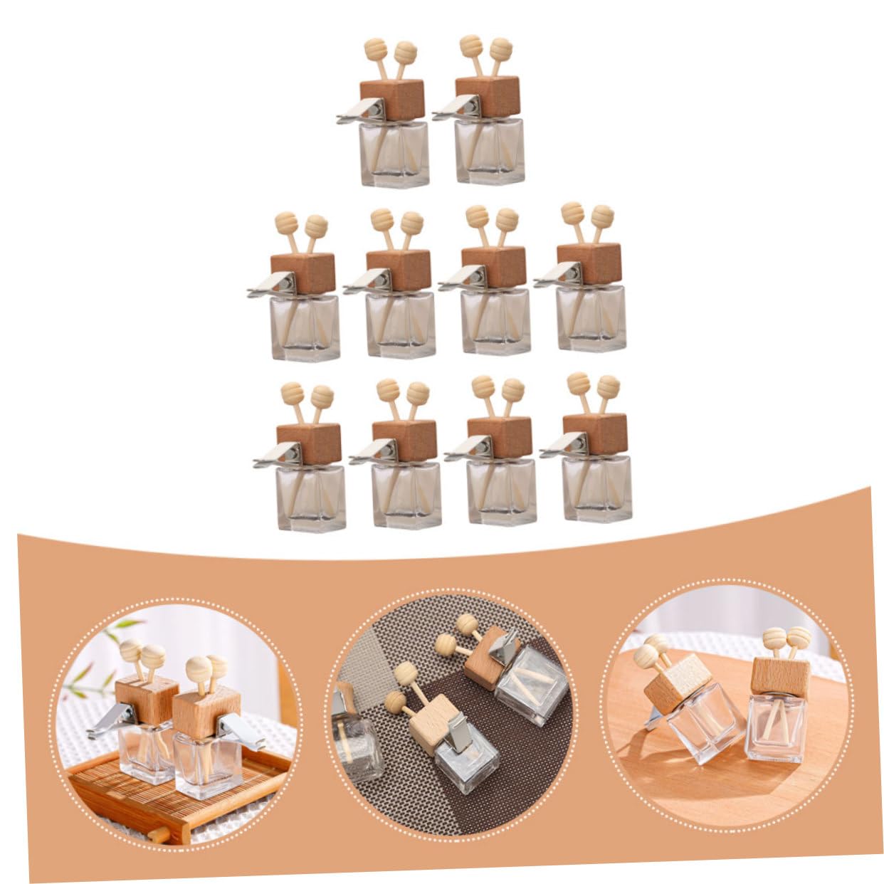 FOMIYES 10pcs Car Vent Clip Perfume Diffusers - Glass Essential Oil Bottles & Air Freshener for Car, Home, Office | Aromatic Decor & Long-Lasting Fragrance