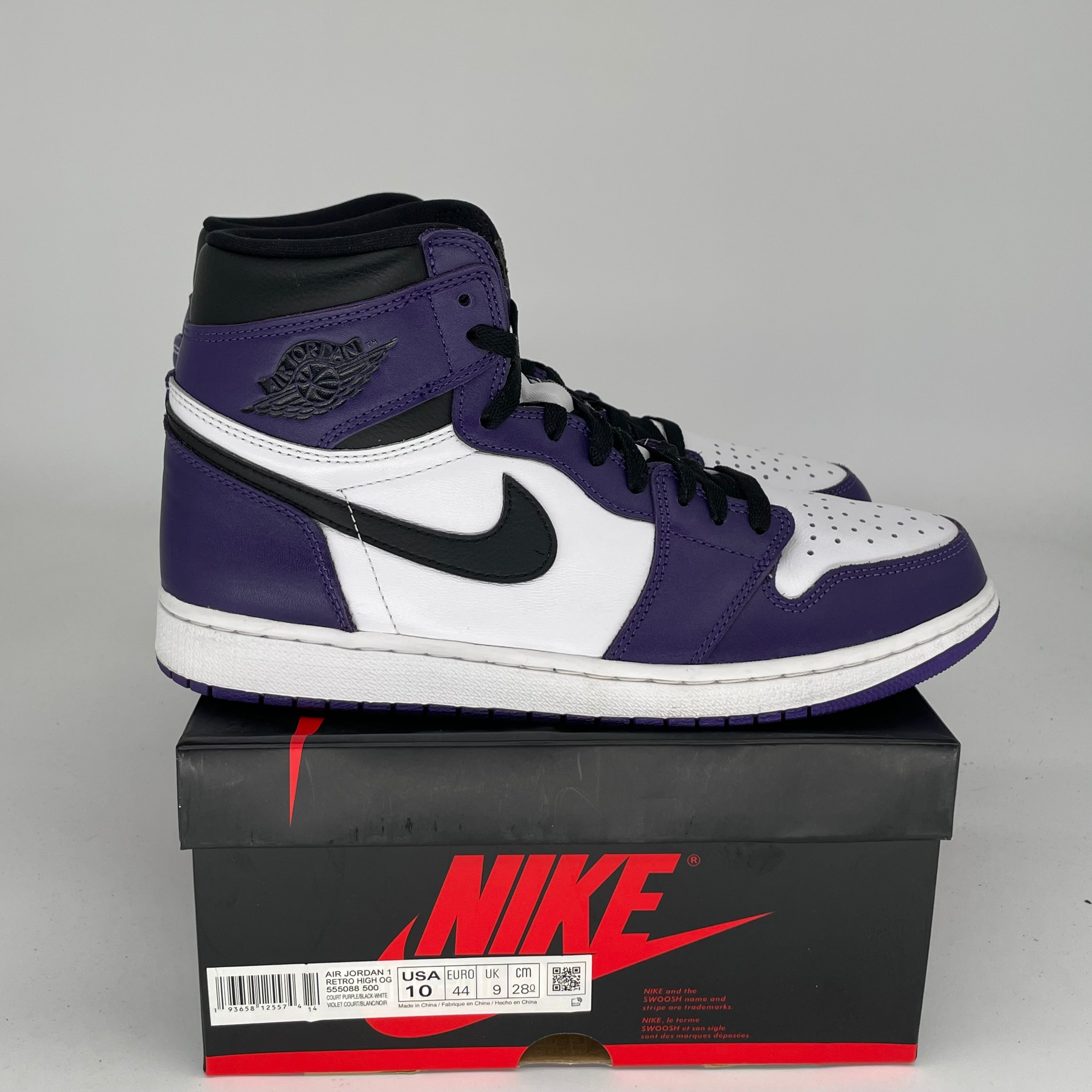 Air Jordan 1 Retro High OG Court Purple White Men's Basketball Shoes Size 10 - 555088-500 | Classic Sneakers for Streetwear, Basketball & Casual Outfits