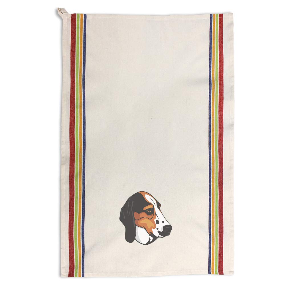 Custom Printed Kitchen Towels with Treeing Walker Coonhound Dog Design - Absorbent Multi-Stripe Dish Cloths for Pets Lovers - Perfect for Cooking, Cleaning, and Home Decor