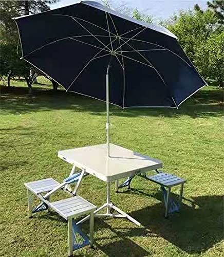 Foldable Picnic Table with 4 Chairs & Umbrella Hole - Portable Outdoor Dining Set for Camping, Beach, Backyard & Tailgating - Compact Suitcase Design for Easy Travel Storage