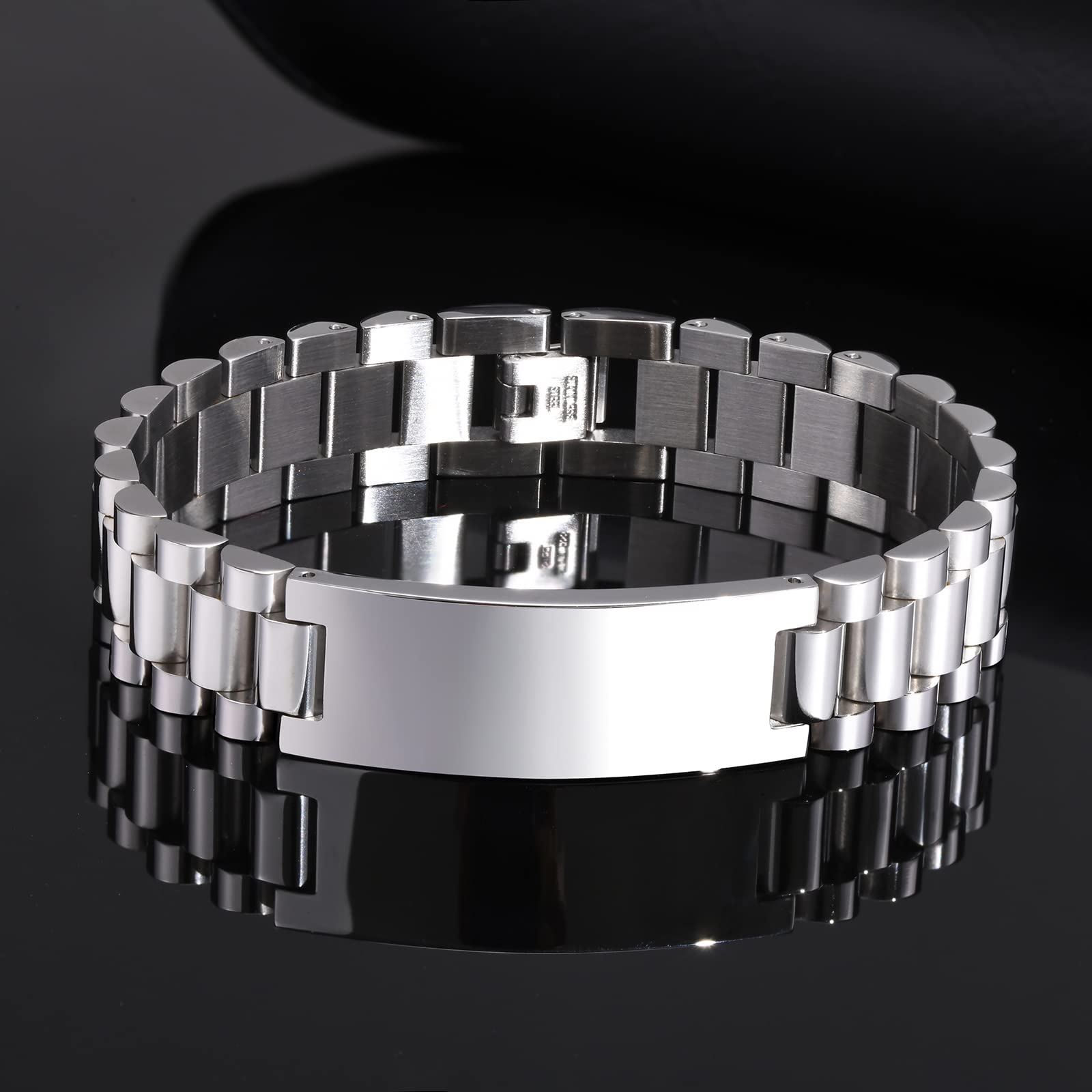 MEALGUET Inspirational Stainless Steel Bracelet for Son - Customizable Courage Link Wristband, Perfect Birthday & Graduation Gift from Mom & Dad, Ideal for Daily Wear & Special Occasions