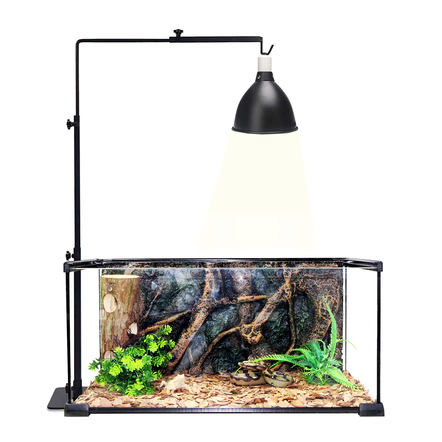 Adjustable Reptile Lamp Stand - Metal Terrarium Light Holder with Base for Lizards, Turtles, Snakes & Spiders | 36.2X12.6 Inch Heating Lamp Bracket for Amphibian Habitat & Reptile Enclosures | Perfect for UVB/UVA Bulbs in Desert or Tropical Terrariums