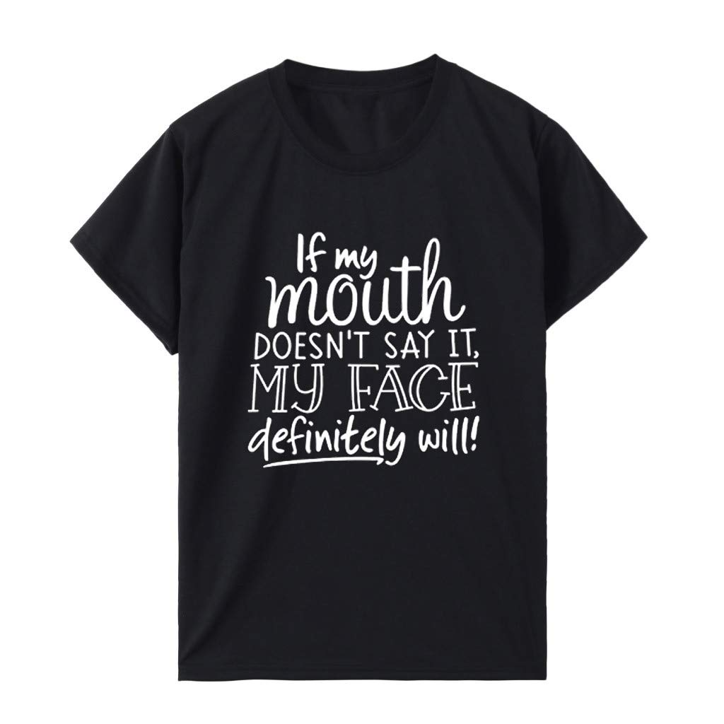 UIKMNH Women's Casual Summer Tops - Round Neck Short Sleeve Blouse with Inspirational Proverbs | Perfect for Beach Outings, Weekend Brunch & Summer Vacations