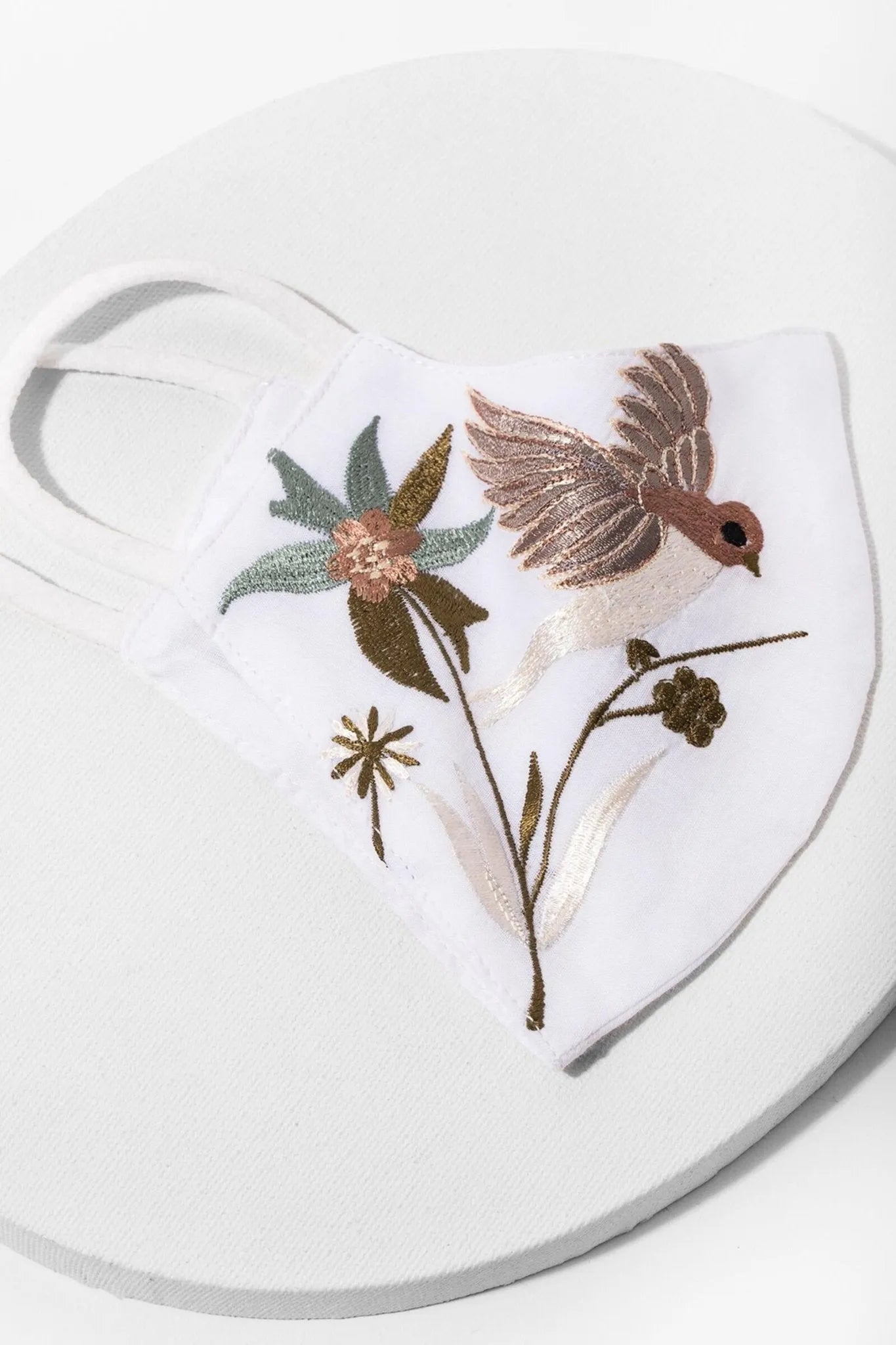 Hummingbird Embroidered Face Mask - Reusable Washable Cotton Fabric with Adjustable Ear Loops for Women & Men - Perfect for Outdoor Activities, Travel, and Daily Protection