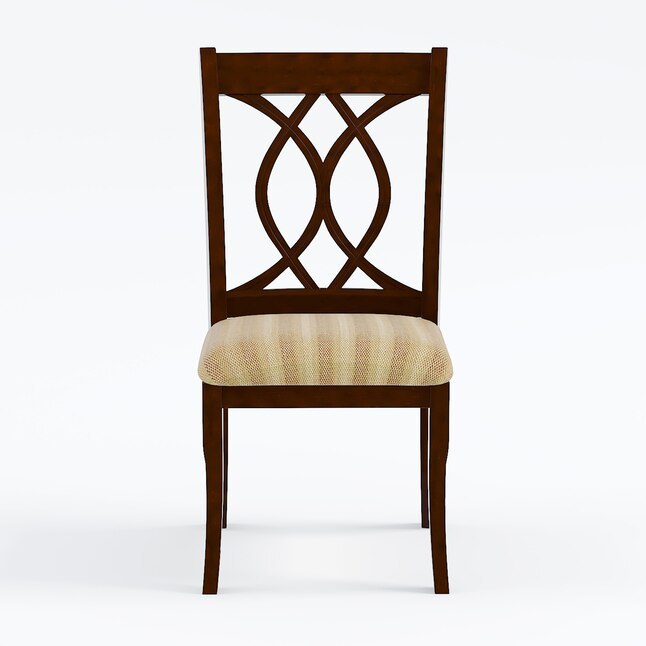 Classic Transitional Dining Chairs Set of 2 - Brown Cherry Solid Wood with Padded Fabric Seat - Elegant Side Chairs for Dining Room - Perfect for Family Dinners & Entertaining Guests