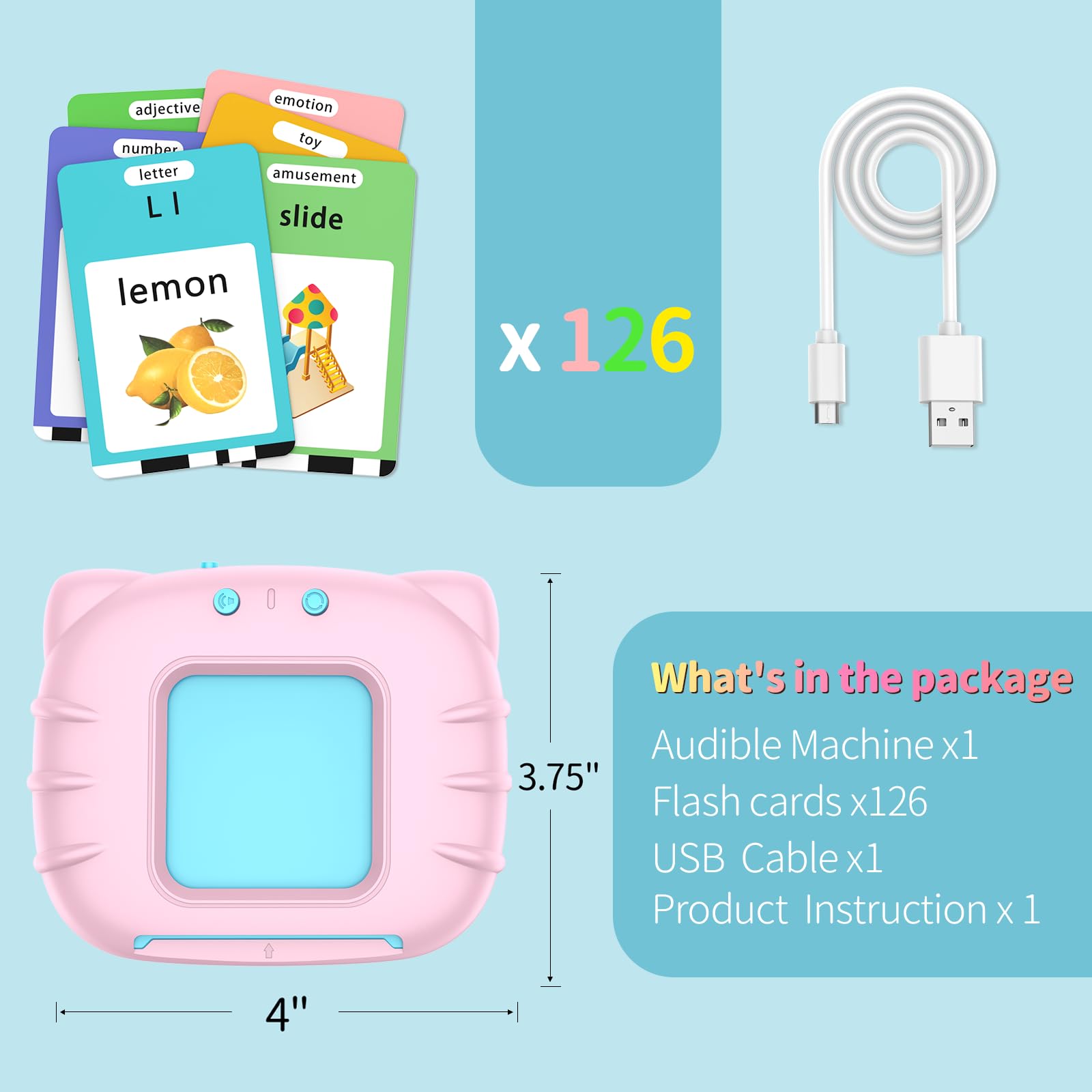 ABC Talking Flash Cards 252 Sight Words - Montessori Learning Toys for Toddlers Ages 2-6 | Preschool Educational Toys for Boys & Girls | Perfect Birthday Gift & Classroom Teaching Aid (Pink) - Enhance Early Reading Skills at Home or School