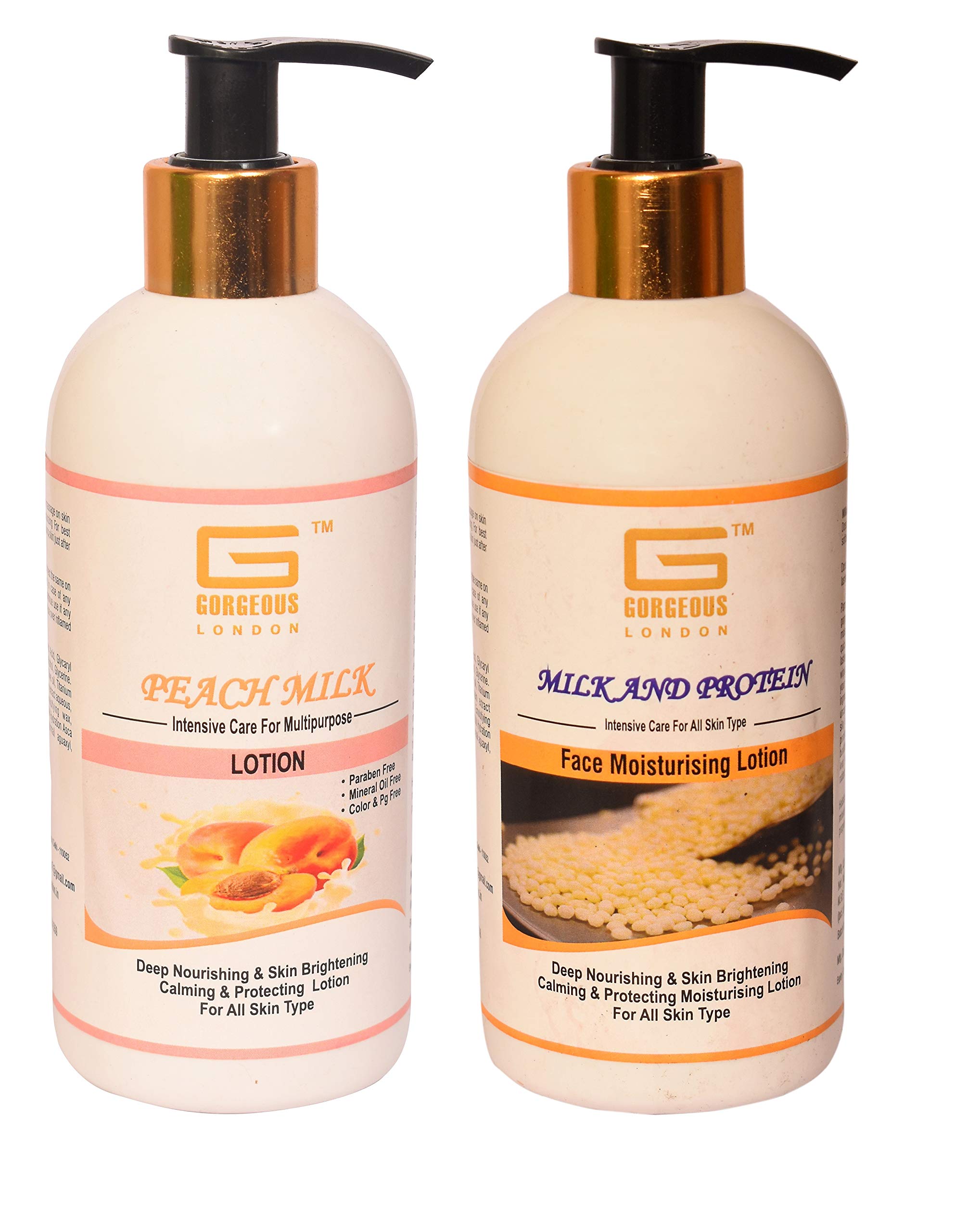 London Peach Milk & Milk Protein Face Moisturizing Lotion Set - Hydrating & Nourishing Cream for Dry Skin (Pack of 2 x 300ml) - Perfect for Daily Skincare Routine & Nighttime Hydration