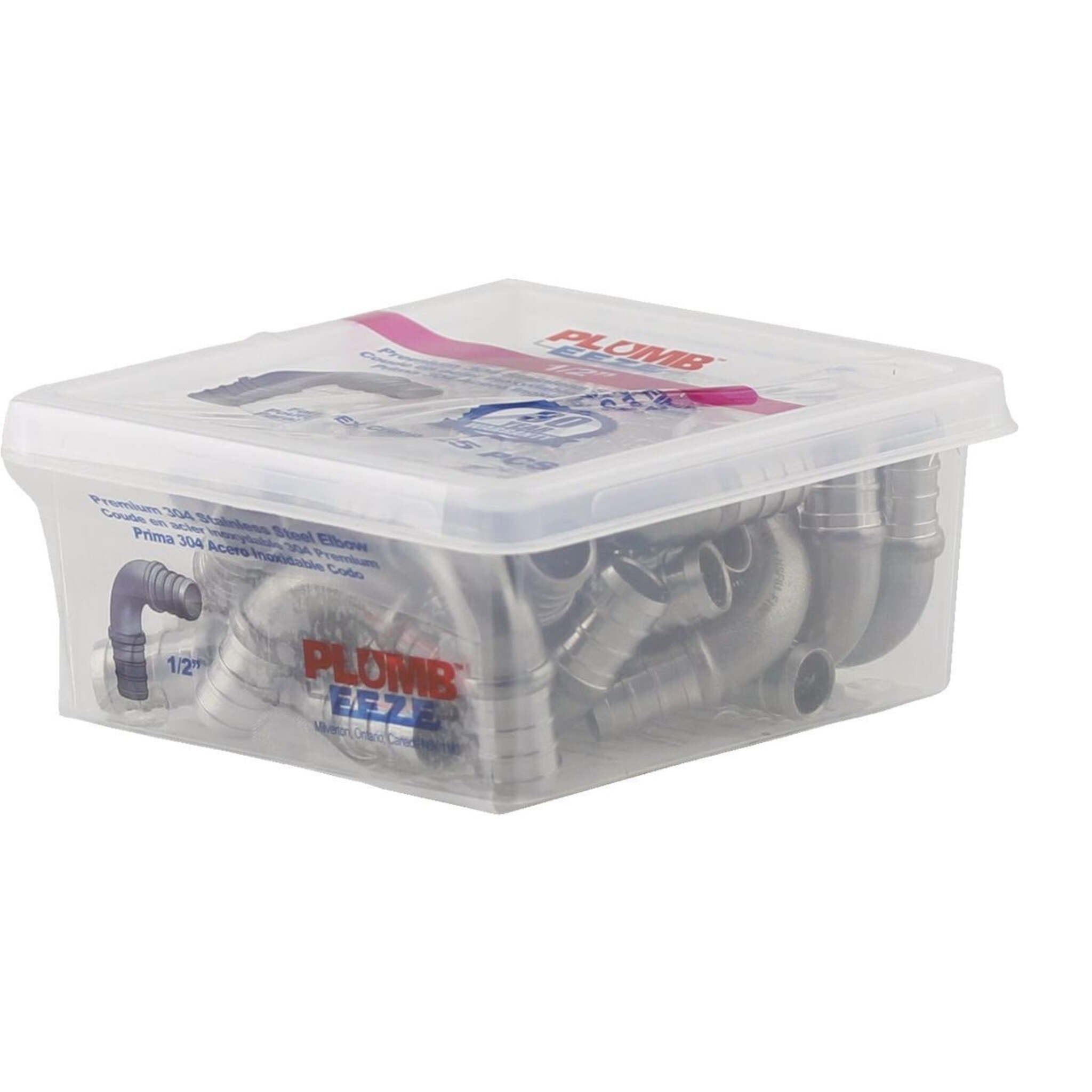 1/2 Inch Stainless Steel PEX 90 Degree Elbow Fittings - Corrosion Resistant Crimp Connectors for PEX Plumbing Systems | 25-Pack | Perfect for Residential & Commercial Water Supply Installations