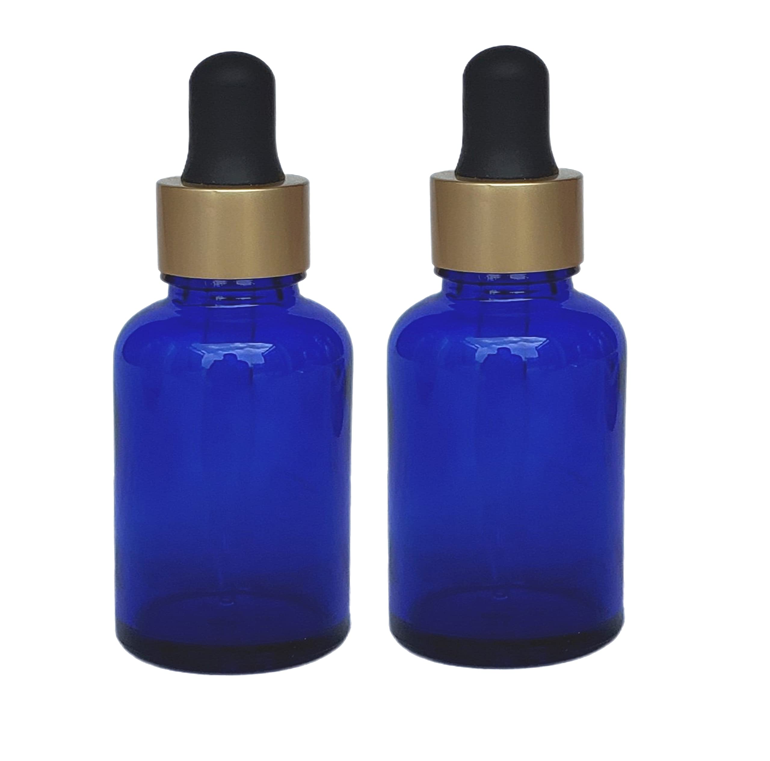 Pure Source India 30ml Empty Glass Dropper Bottles - Pack of 2, Cobalt Blue - Essential Oil Bottles for DIY Skincare, Aromatherapy & Travel Size Liquids