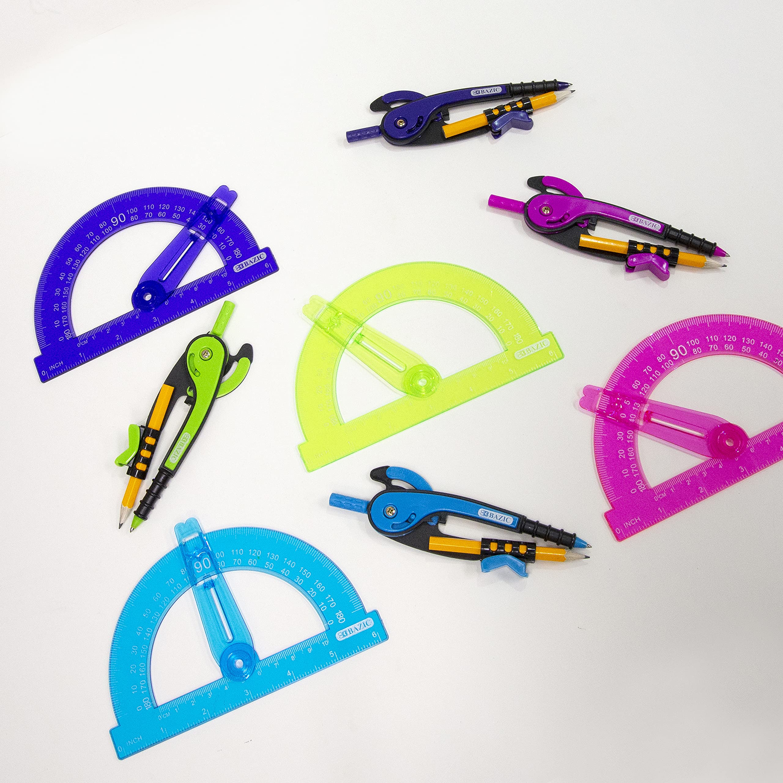 BAZIC 144-Pack Geometry Math Compass Set with Scale-Arm, 6
