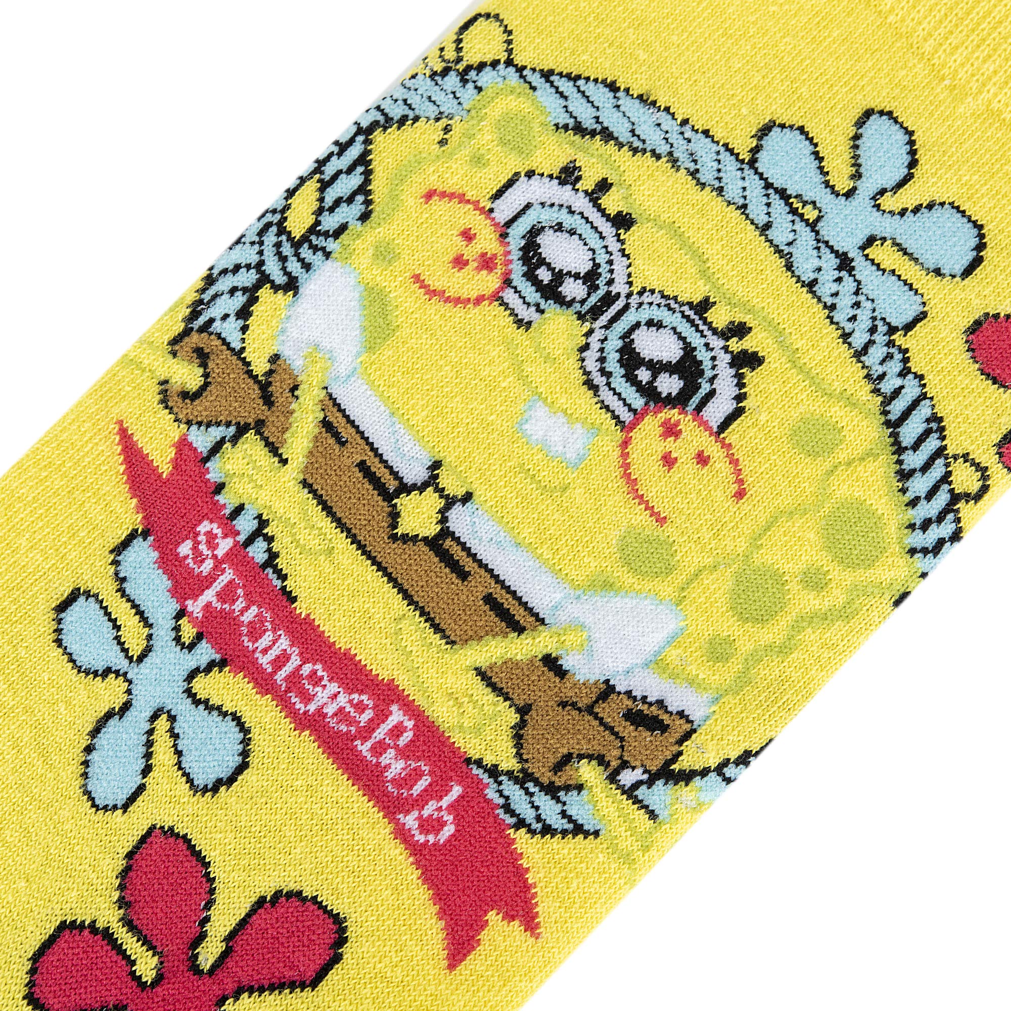 SpongeBob Novelty Crew Socks for Women - Fun Cartoon Graphic Print Comfortable Cotton Socks (Large) - Perfect for Cosplay, Gifts, and Everyday Wear