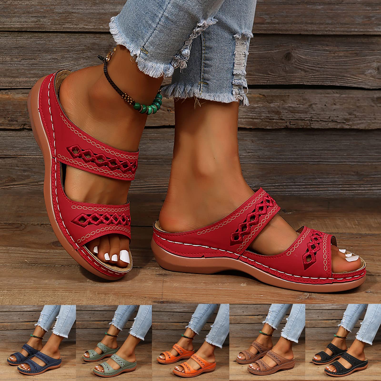 TUQIDEWU Women's Comfortable Dressy Sandals with Arch Support - Breathable Open Toe Summer Sandals for Women - Non-Slip Casual & Party Wear for Beach, Office, and Outdoor Activities