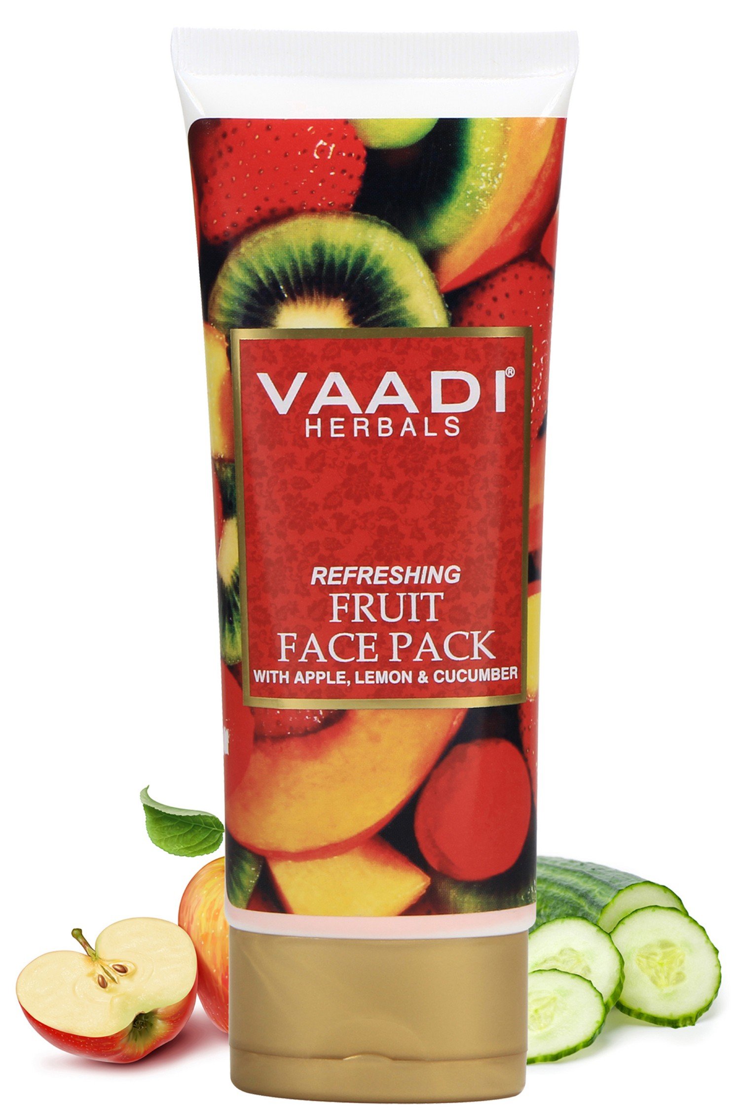 Vaadi Herbals Refreshing Fruit Face Pack with Apple, Lemon & Cucumber - 120g | Natural Glow & Hydration for All Skin Types | Perfect for Spa Day & Self-Care Routine