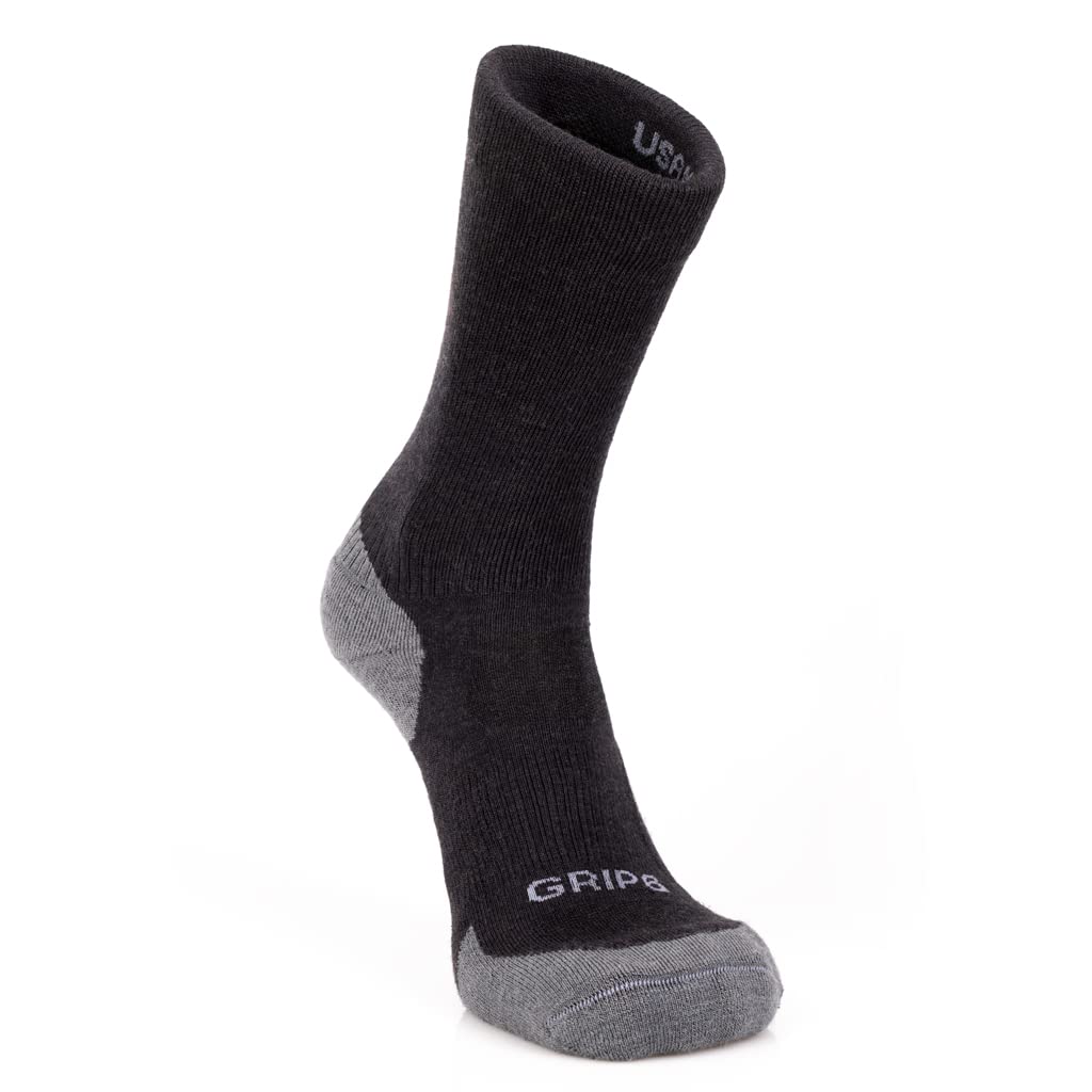 GRIP6 Wool Socks for Men & Women - Lightweight Hiking Socks with Merino Wool - Breathable & Moisture-Wicking - Perfect for Everyday Wear, Outdoor Adventures & Travel (Black)