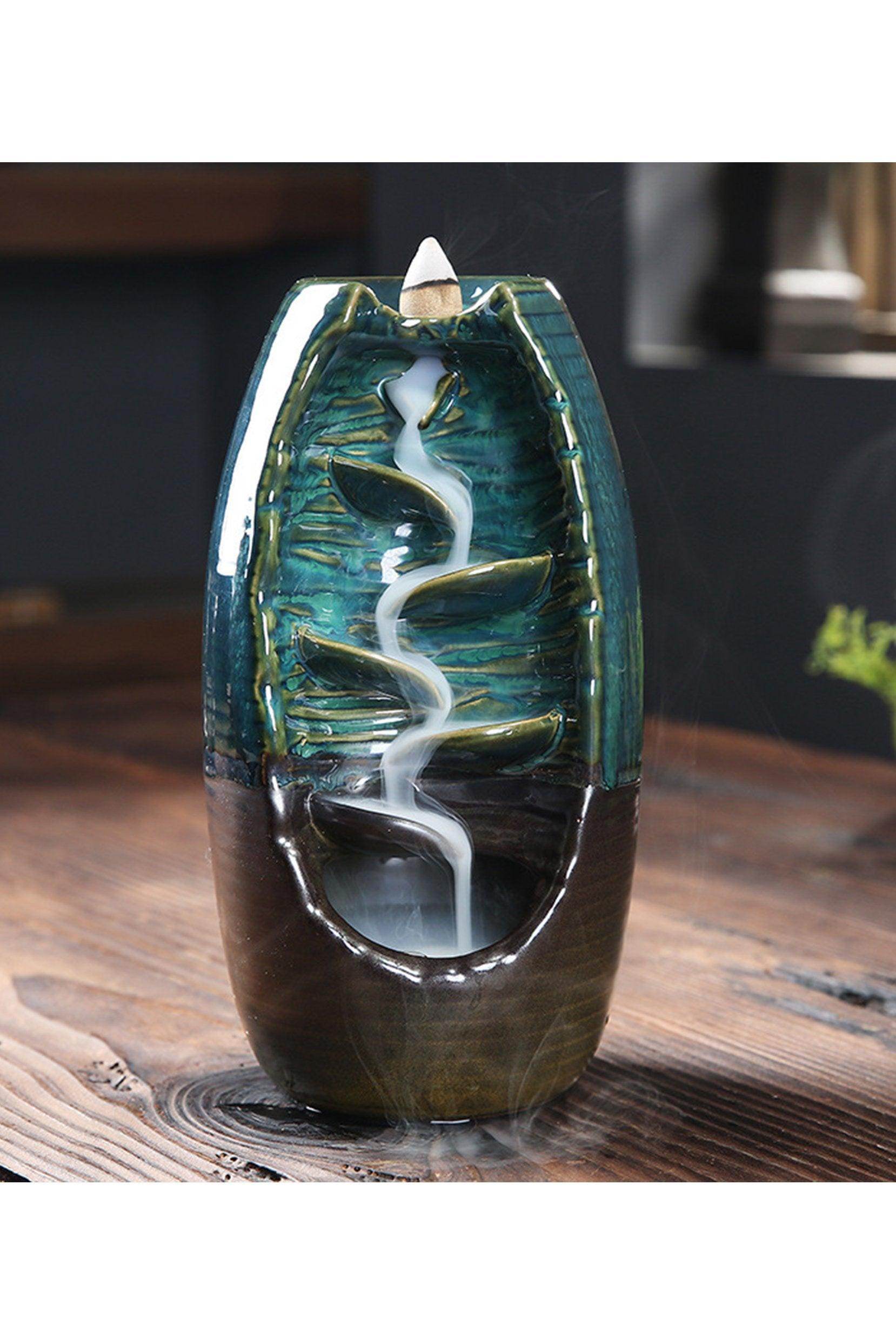 Handmade Mountain Waterfall Incense Holder - Natural Wood Aromatherapy Burner for Meditation, Yoga & Home Decor (Set of 1)