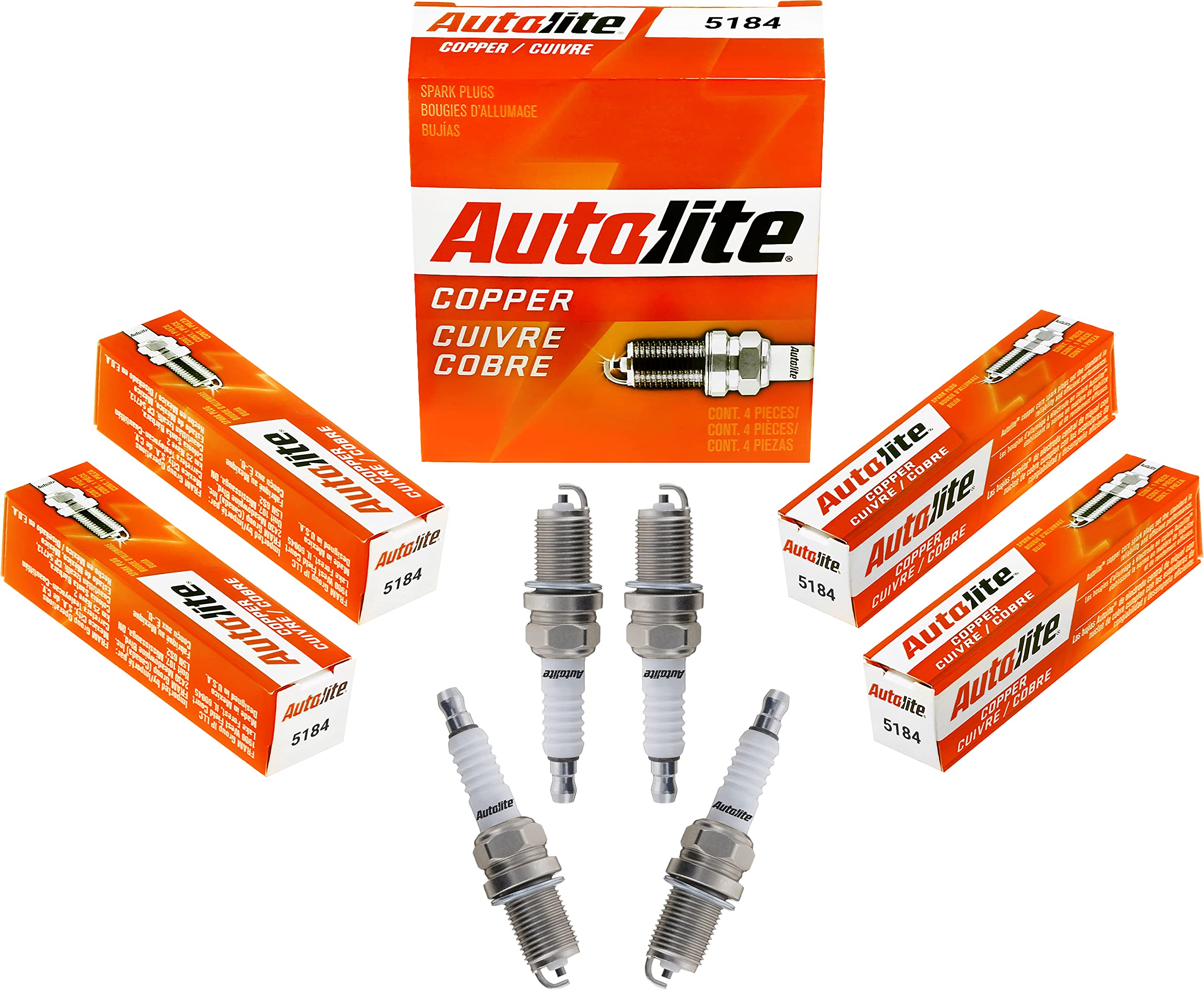 Autolite 5184 Copper Resistor Spark Plugs - 4 Pack High Performance Replacement for Cars, Trucks & SUVs - Ideal for Daily Commuting, Off-Roading & Engine Tuning