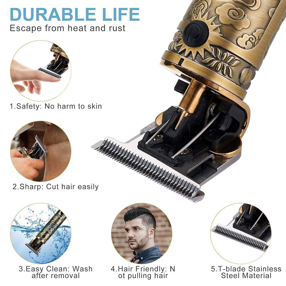 RIMDIXA Professional Men's Hair Trimmer & Clipper - Adjustable Blade, Retro Oil Head Design for Precise Haircut & Close Shave | Perfect for Home Barbering, Beard Trimming & Styling (Buddha Style)