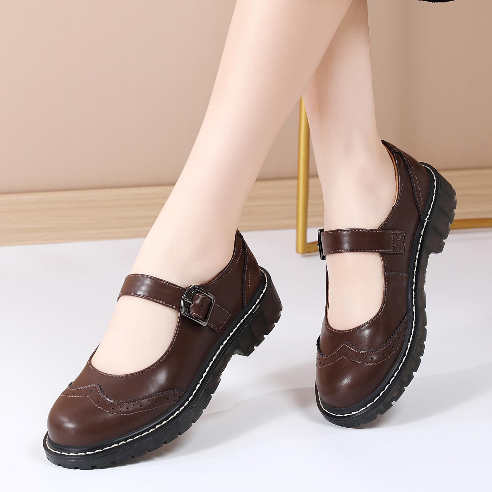 Women's Mary Jane Flats - Comfortable Leather Oxford Shoes with Round Toe & Non-Slip Sole | Dressy & Casual Style for Work, School & Everyday Wear | Perfect for Office, Classroom & Daily Outfits