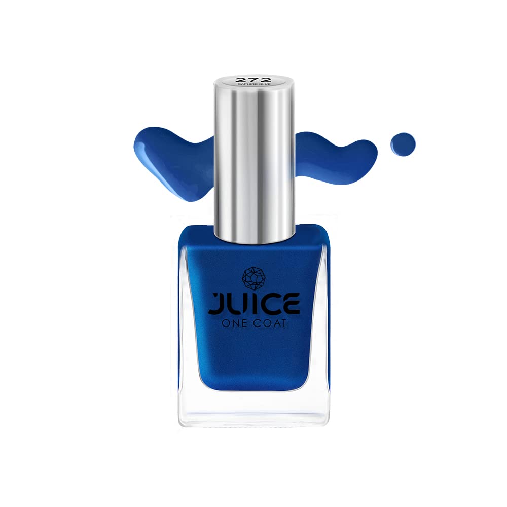 JUICE Quick-Dry Long-Lasting Chip-Resistant Gel Finish High-Gloss Nail Polish - Sapphire Blue #272 | F&D Approved Colors & Pigments | Perfect for Salon, Home Manicures & Special Occasions