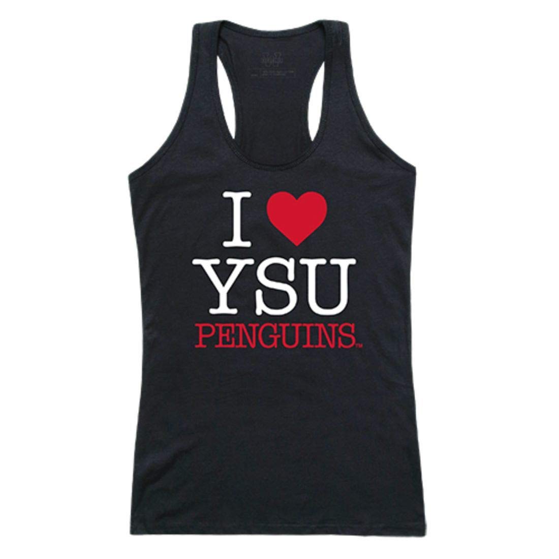 YSU Youngstown State University Penguins Women's Love Tank Top - Soft Black Cotton Tee for Casual Wear, Gym & College Events