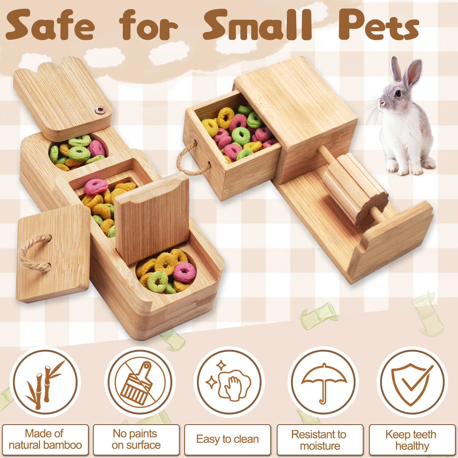 Best Guinea Pig Toys & Hamster Accessories - Wooden Foraging & Interactive Small Animal Enrichment for Guinea Pigs, Hamsters, Rats, Chinchillas, Hedgehogs (Rotating Fun Cylinder) - Perfect for Cage Entertainment & Pet Stimulation