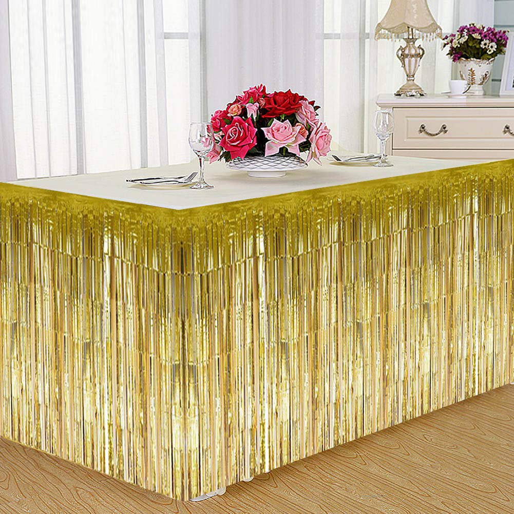 Reusable Grass Table Skirt - Golden Wedding Party Decor for Bedroom, Living Room & Hotel Events | Perfect for Banquets, Bridal Showers & Outdoor Celebrations