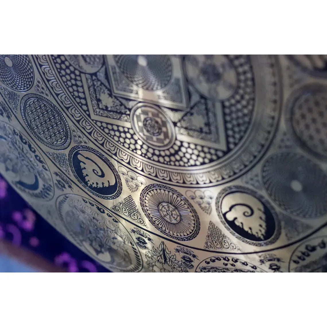 Handcrafted Tibetan Deities Carving Gong - Flower of Life Design for Meditation, Yoga & Spiritual Healing | Sacred Sound Instrument for Home Decor & Energy Cleansing