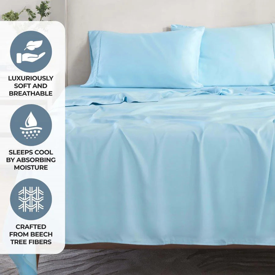 Premium 300 Thread Count Modal Bed Sheet Set from Beechwood - Deep Pocket Fitted Sheets for Queen/King Size Beds - Ultra Soft & Breathable Bedding for All-Season Comfort