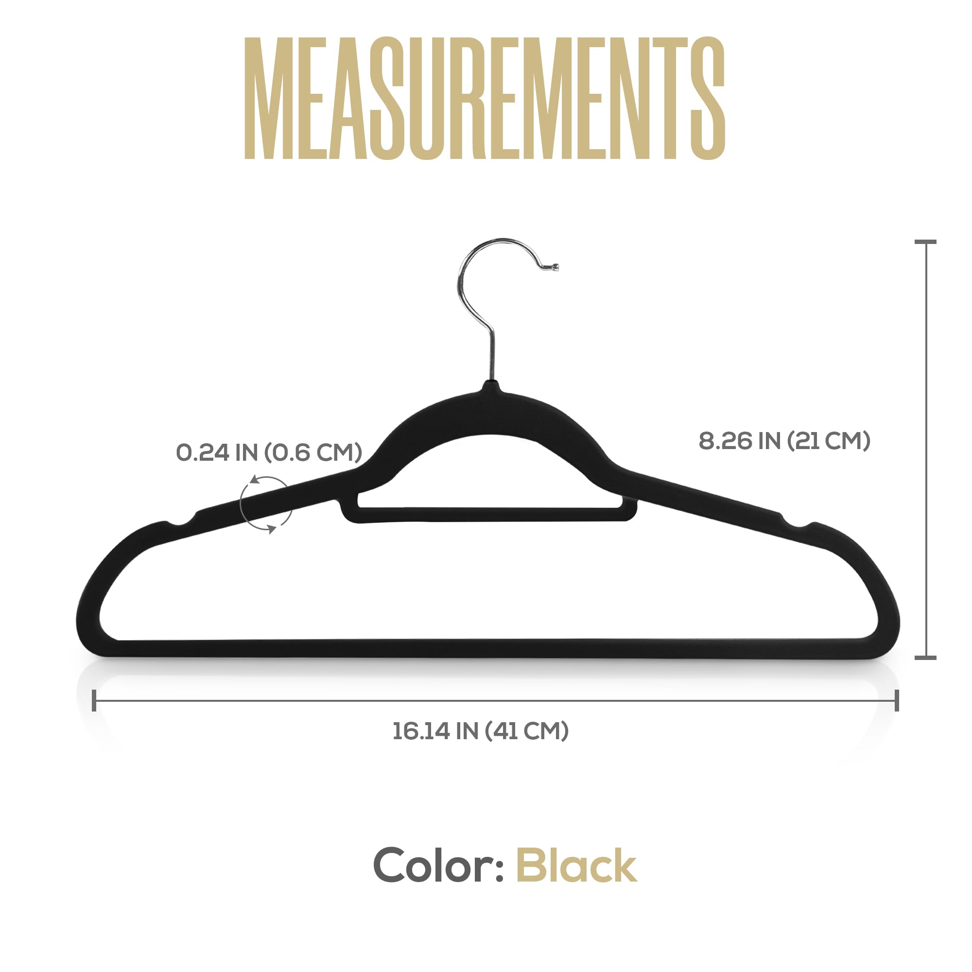 50 Pack Utopia Home Premium Velvet Non-Slip Clothes Hangers with Tie Bar - 360 Degree Rotatable Heavy Duty Coat Hangers (Black) - Perfect for Closet Organization, Wardrobe Storage & Travel Use