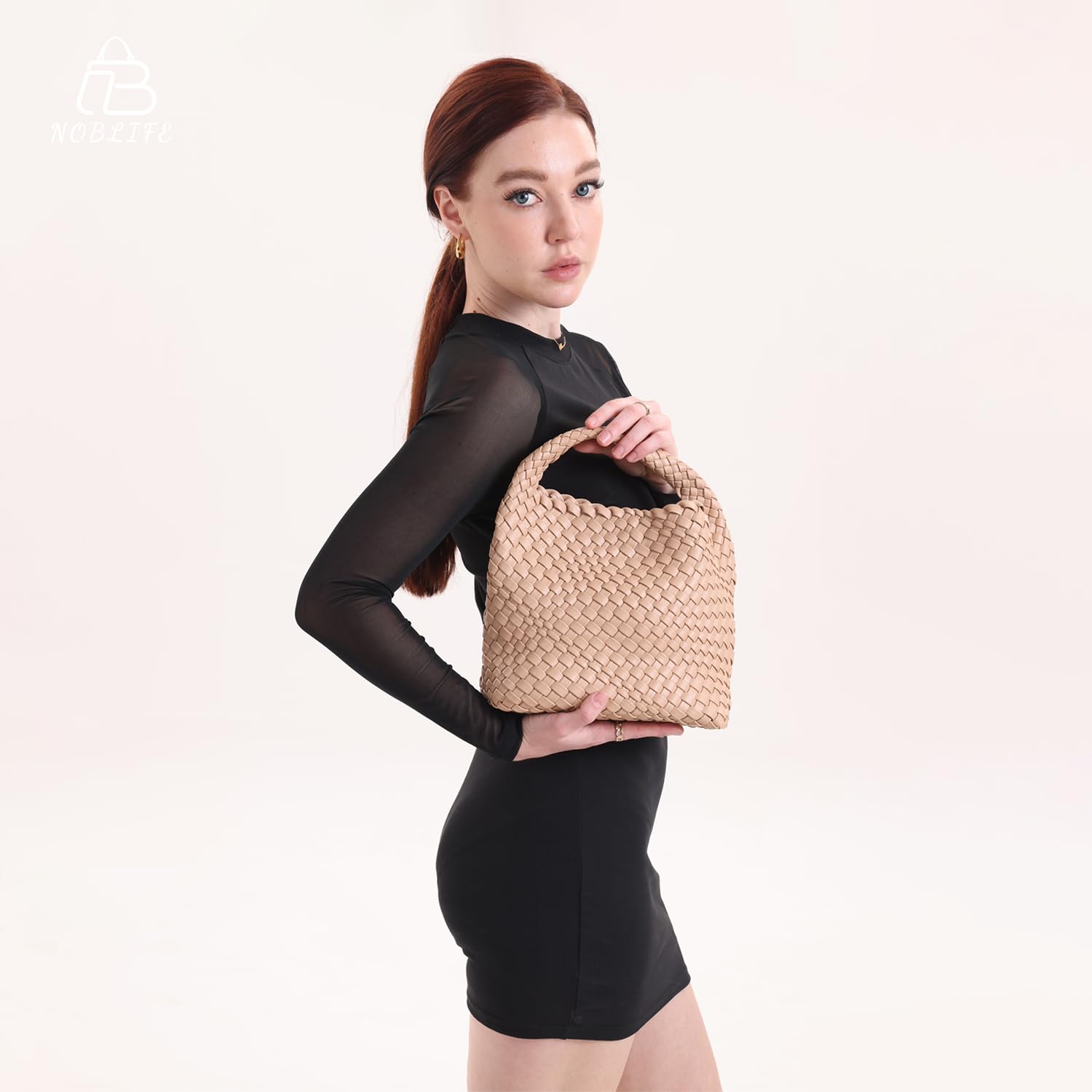 Eco-Friendly Woven Vegan Leather Handbag for Women - Handcrafted Small Top Handle Purse with Mini Clutch, Perfect for Travel, Beach & Everyday Use