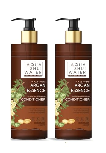 AQUA SHUI WATER Argan Essence Conditioner for Hair Growth - Nourishing & Repairing Treatment for Women & Men (Combo Pack of 2 x 400ml) - Perfect for Dry, Damaged Hair & Daily Hydration