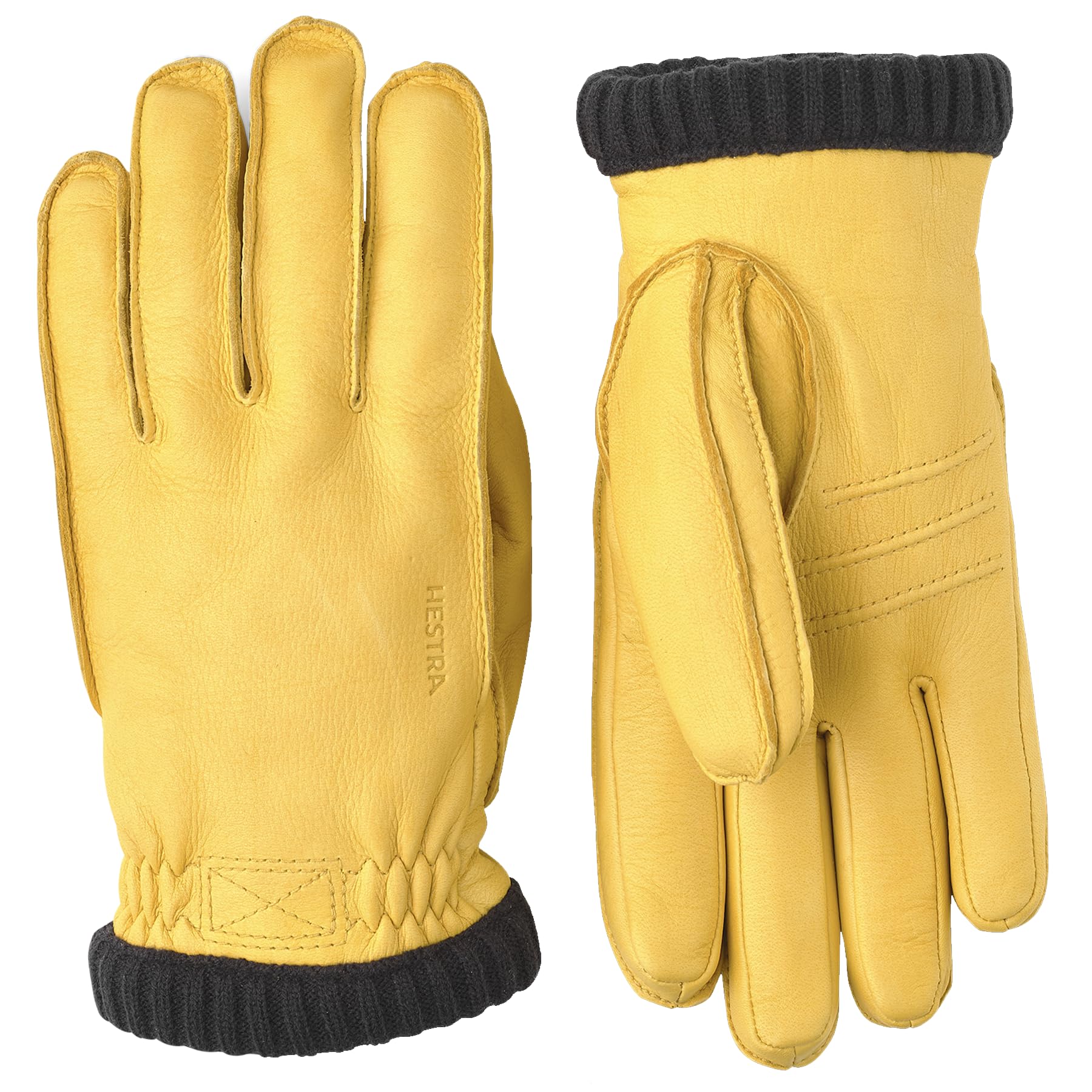 Hestra Deerskin Primaloft Rib Glove - Insulated Leather Work Gloves for Men & Women - Warm Winter Gloves for Outdoor Activities, Skiing, Snowboarding & Everyday Use
