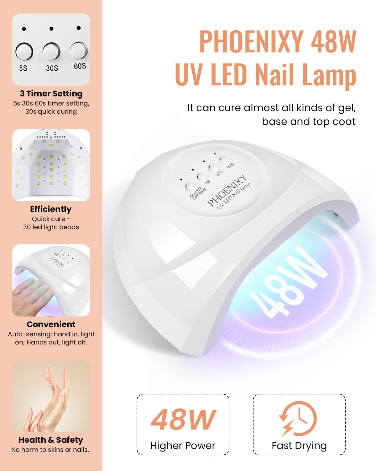 PHOENIXY 61 PCS Gel Nail Polish Kit with UV Light - 40 Colors Soak Off Gel Polish Set, Base & Top Coat, Manicure Starter Kit for DIY Nails at Home - Perfect Gift for Women & Nail Art Lovers