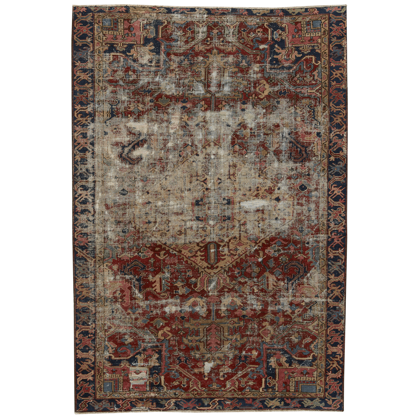 Vintage Heriz Persian Rug Circa 1870 - Authentic Handmade Oriental Carpet for Living Room, Dining Room & Home Decor