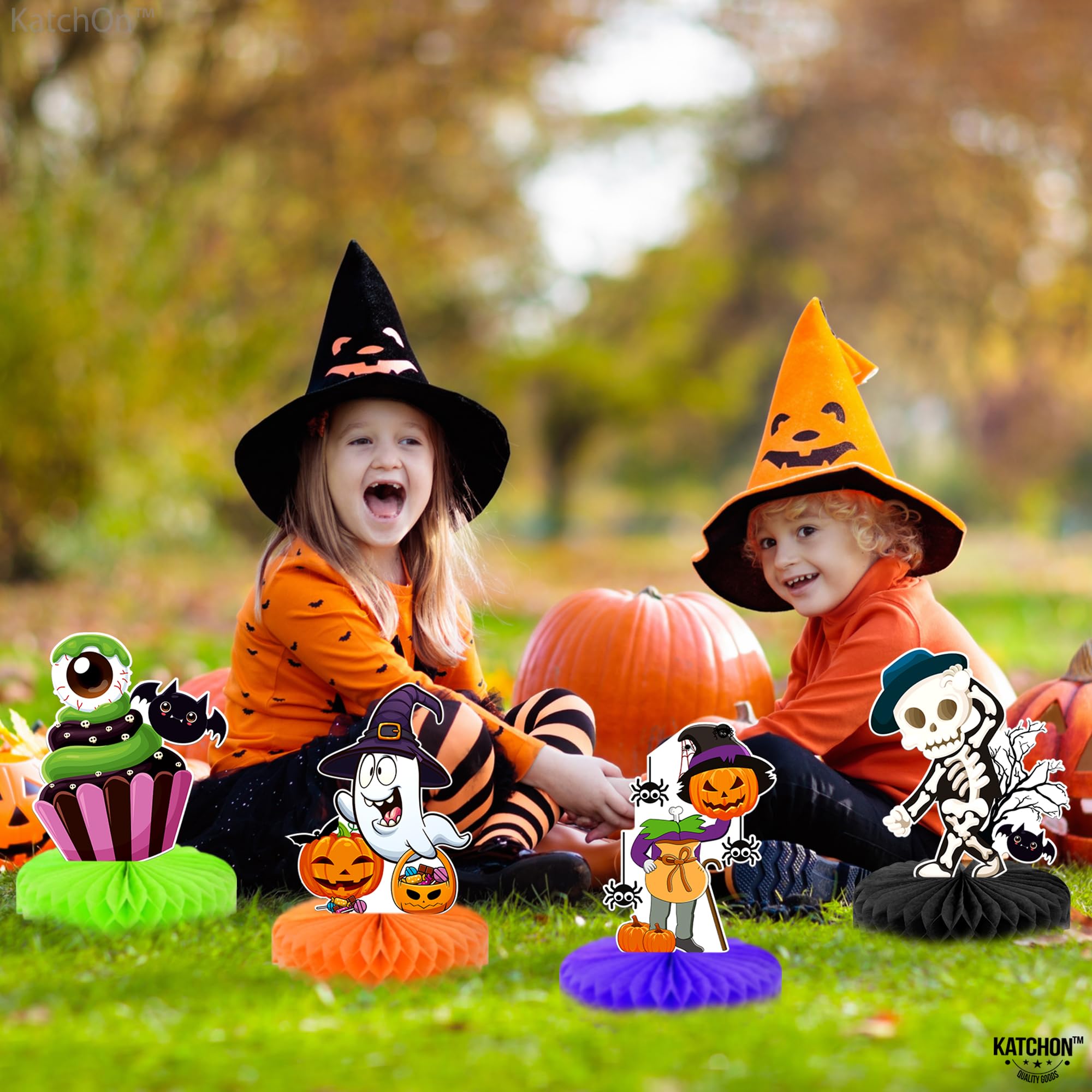 KatchOn Halloween Table Centerpieces - Pack of 9 Honeycomb Decorations for Kids Birthday & Halloween Parties | Spooky Party Table Decor for Home, Office, or Classroom Celebrations