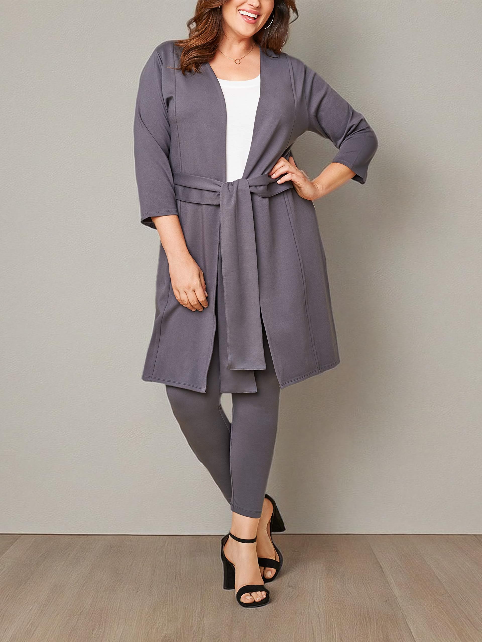Fruit of the Loom Women's Plus Size Open Front Long Cardigan Sweater | Soft Ponte Knit | Casual Loungewear & Office Wear | Perfect for Layering in Fall & Winter
