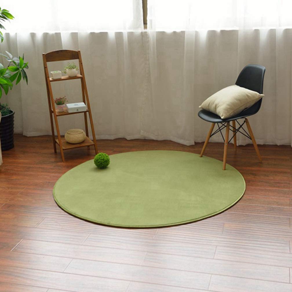 MOXIC Soft Coral Fleece Round Area Rug - Non-Slip Circular Carpet for Living Room, Bedroom, Nursery & Bathroom - Modern Home Decor Floor Mat for Kids Play Area (3.3' x 3.3', Grass Green)