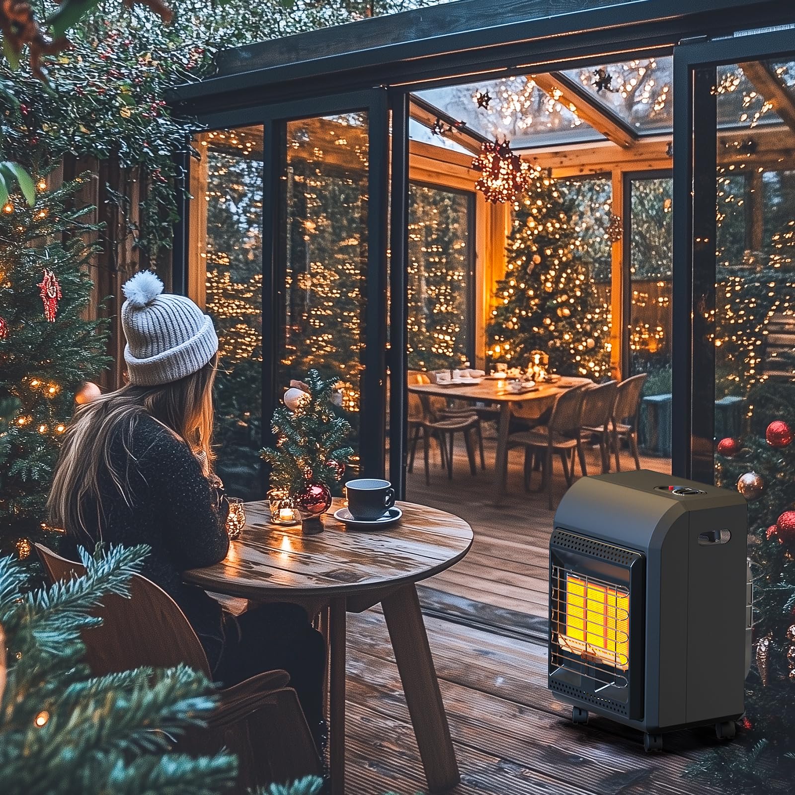 Portable Propane Heater 6,000-18,000 BTU with Adjustable 3 Heat Settings & Regulator - Outdoor Garage Heater for Camping, Patio, Yard & Indoor Use
