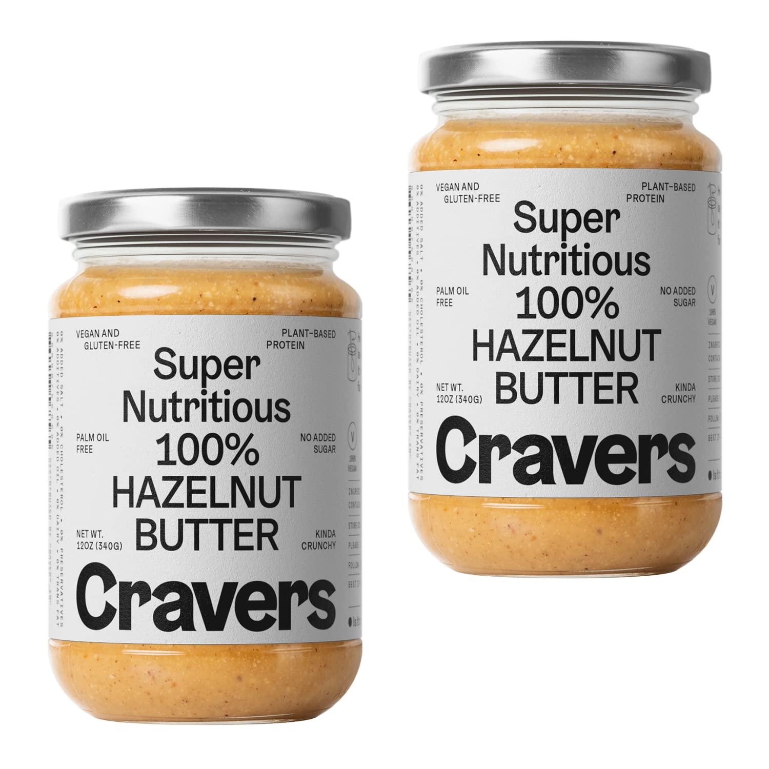 Organic 100% Pure Hazelnut Butter - Single Ingredient, Keto, Vegan, Sugar-Free Nut Spread - Perfect for Toast, Baking, Smoothies & Healthy Snacks - 12oz (Pack of 2 Jars)
