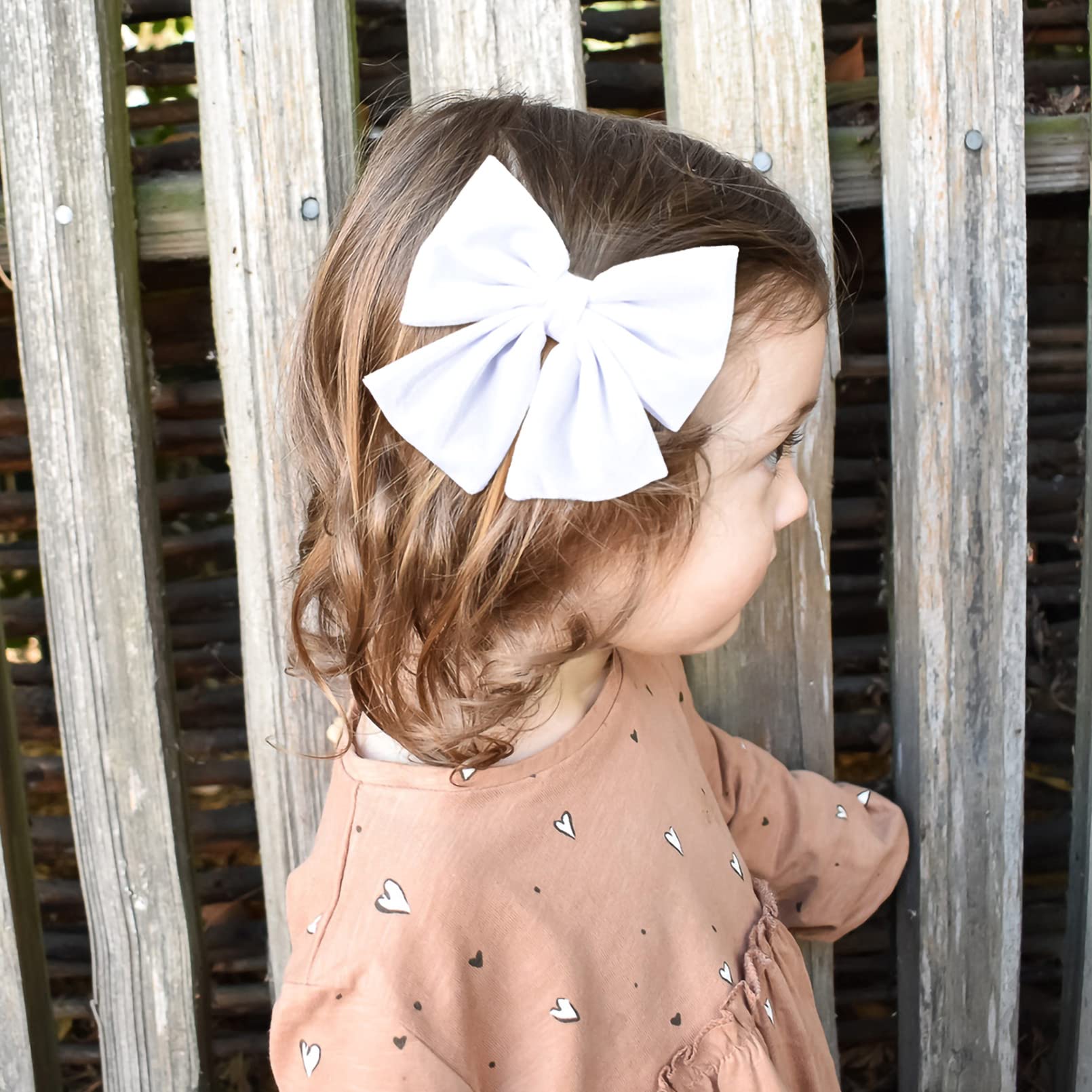 6 Inch Velvet Hair Bows for Girls - 2PCS Big White Fall Hair Clips with Alligator Clips - Toddler, Kids & Teens Hair Accessories for School, Parties & Special Occasions