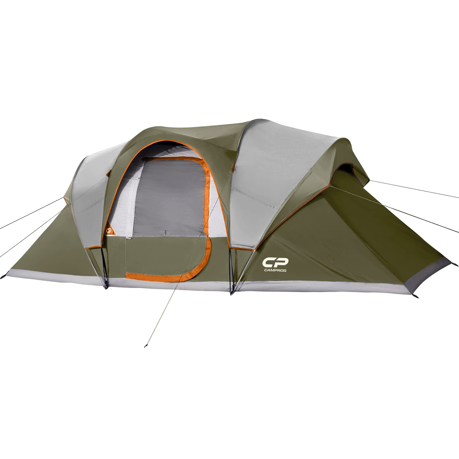 CAMPROS CP Tent 9-Person Waterproof Camping Tent - 2 Room Family Tent with Rainfly, 4 Large Mesh Windows & Carry Bag - Easy Setup for Outdoor Adventures, Hiking, and Backyard Camping