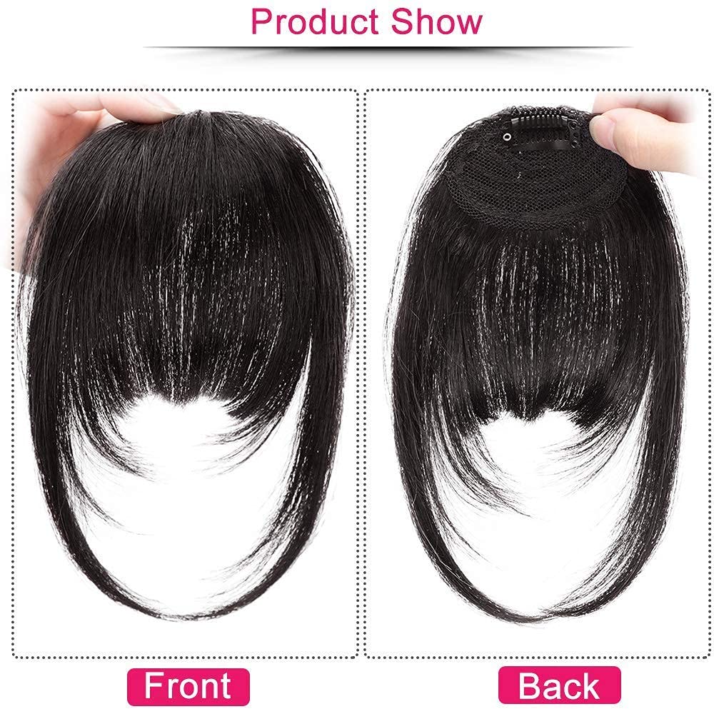 Natural Color Clip-On Fringe Bangs for Women - Easy-to-Use Front Hair Extensions for Instant Volume & Style | Perfect for Cosplay, Daily Wear & Costume Parties