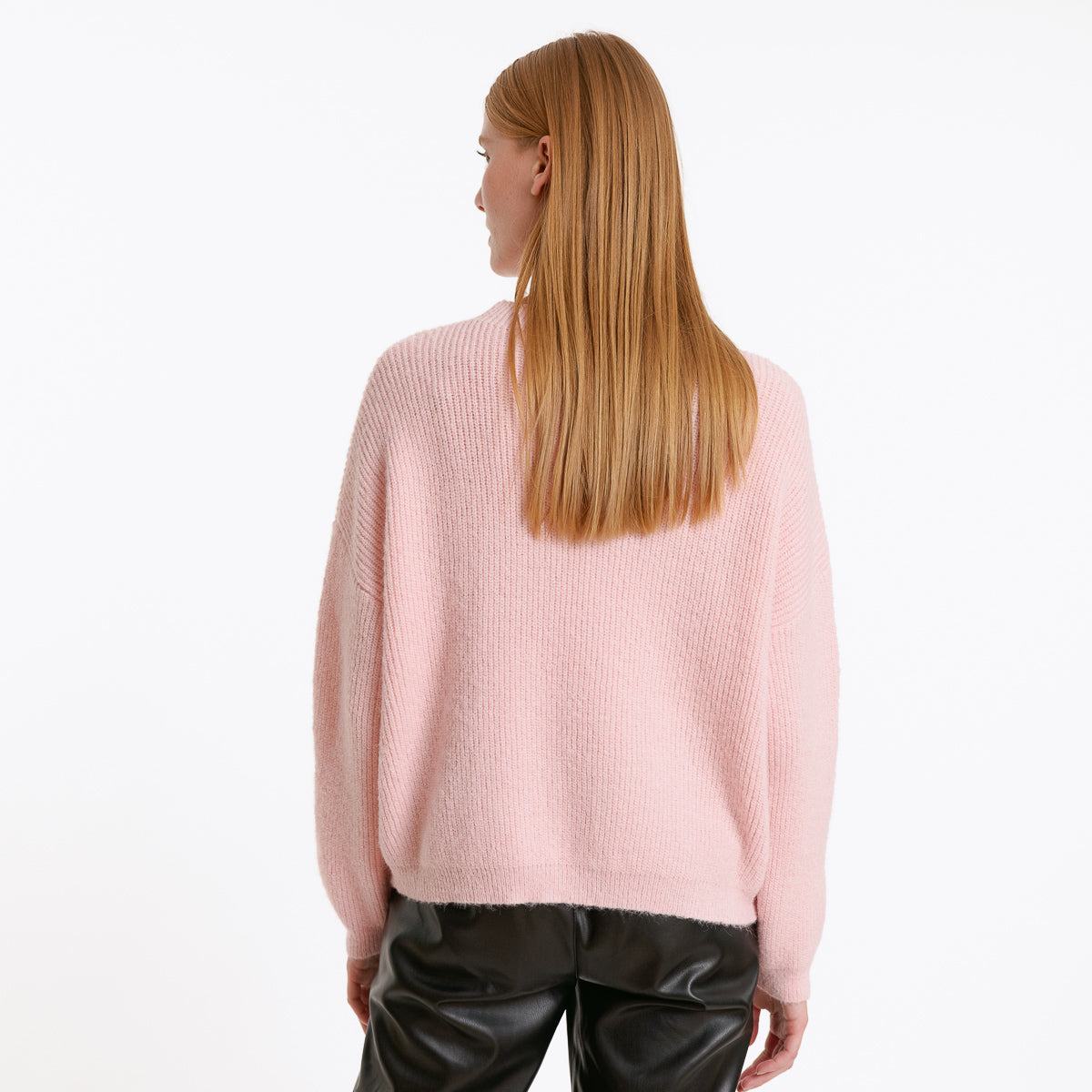 Marie Jumper Sweater for Women - Light Pink Knit Pullover Casual Winter Warm Tops - Perfect for Office, Dating & Holiday Outfits