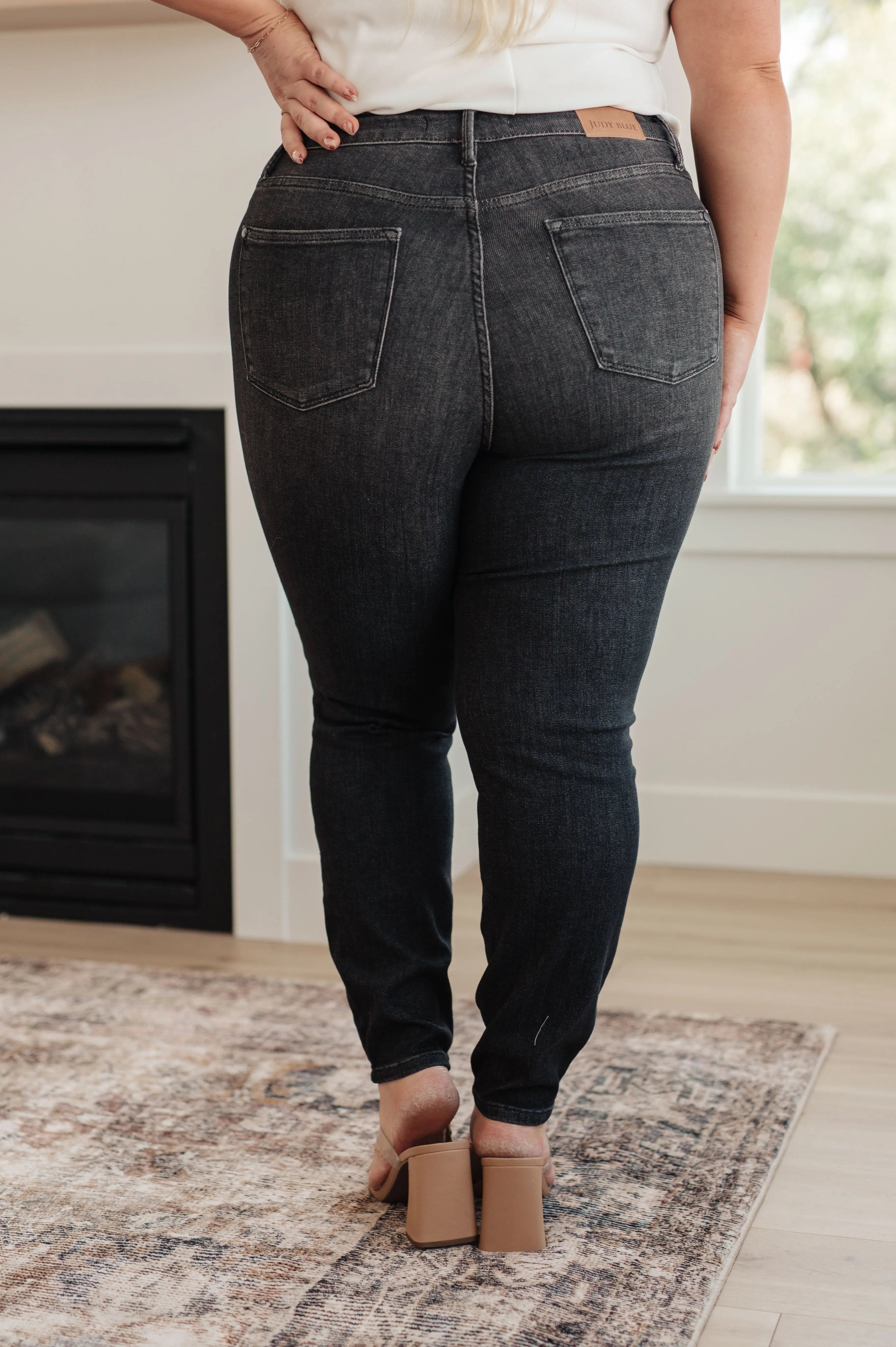 Octavia High Rise Control Top Skinny Jeans for Women - Washed Black Denim Pants, Tummy Control Slim Fit Jeans | Perfect for Work, Date Night & Casual Outfits