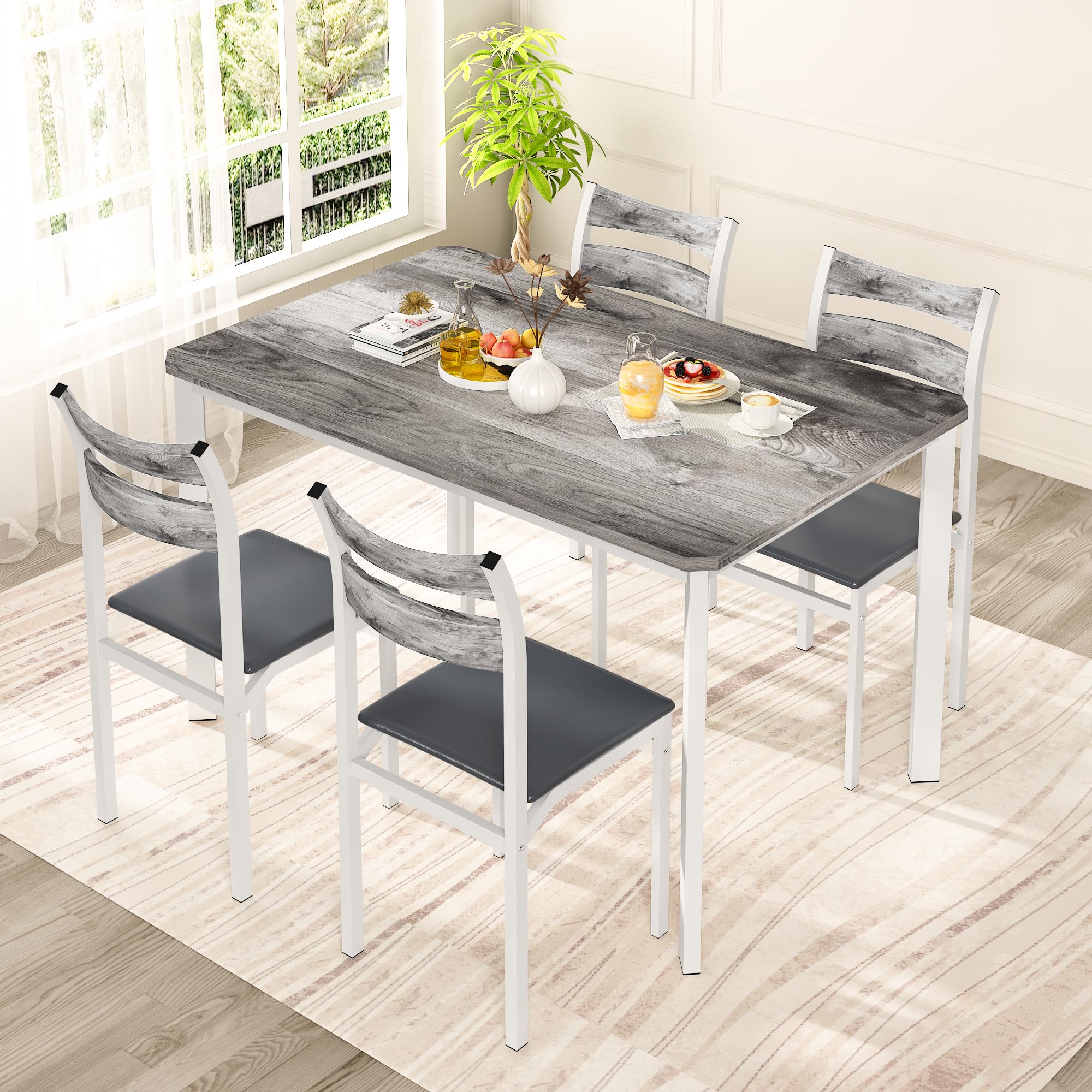 Modern 5-Piece Dining Table Set for 4 with 43.3