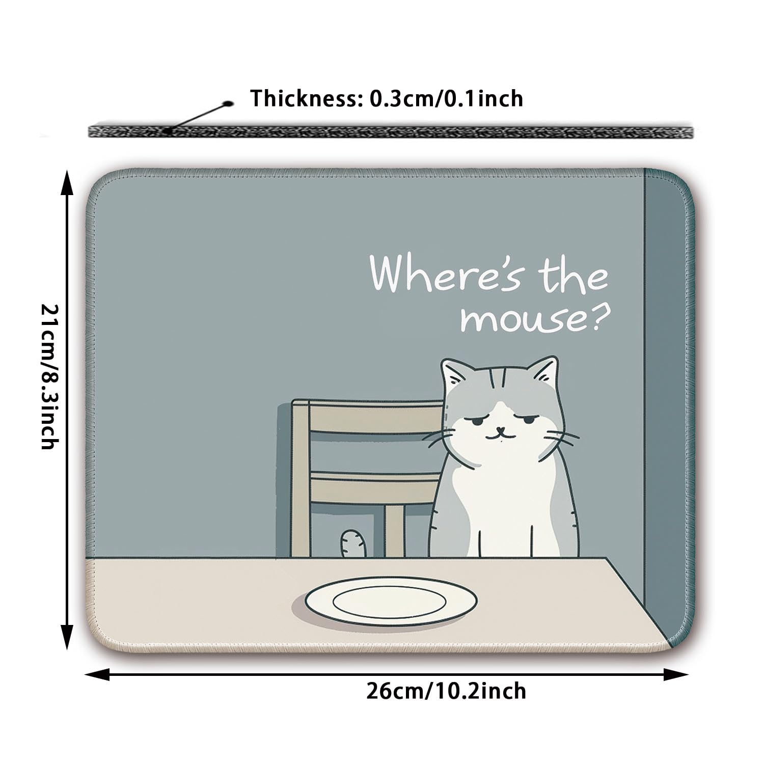 Non-Slip Gaming Mouse Pad with Cat Design - 8x10 Inch Ergonomic Computer Mousepad for PC, Laptop & Gamers - Perfect for Office Work, Gaming Sessions & Home Decor