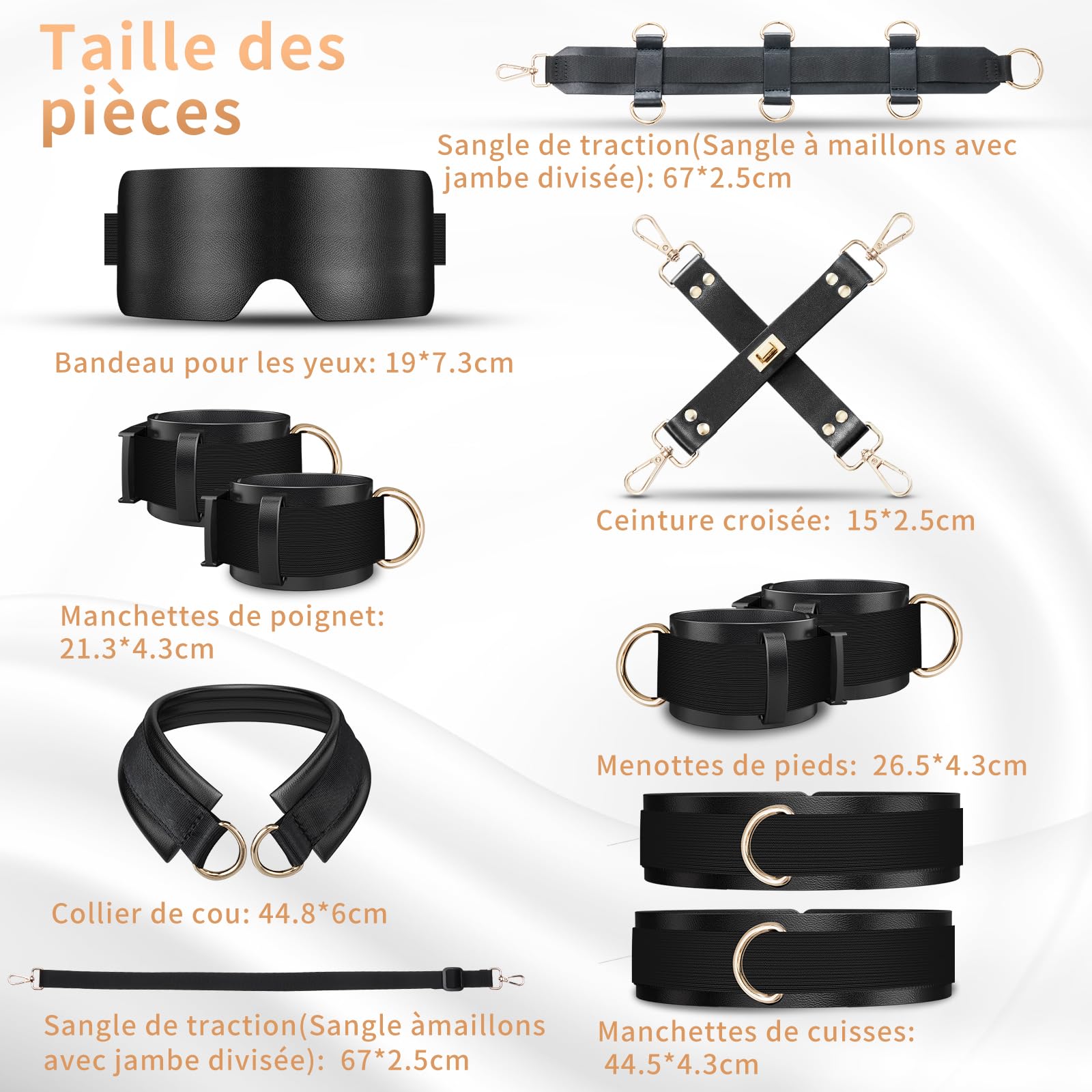 BDSM Bondage Kit for Couples - Sex Toys for Women & Men with Handcuffs, Ankle Cuffs, Blindfold & Nipple Clamps - Sensual Play & Intimate Accessories for Bedroom, Couples Play & Adult Fun